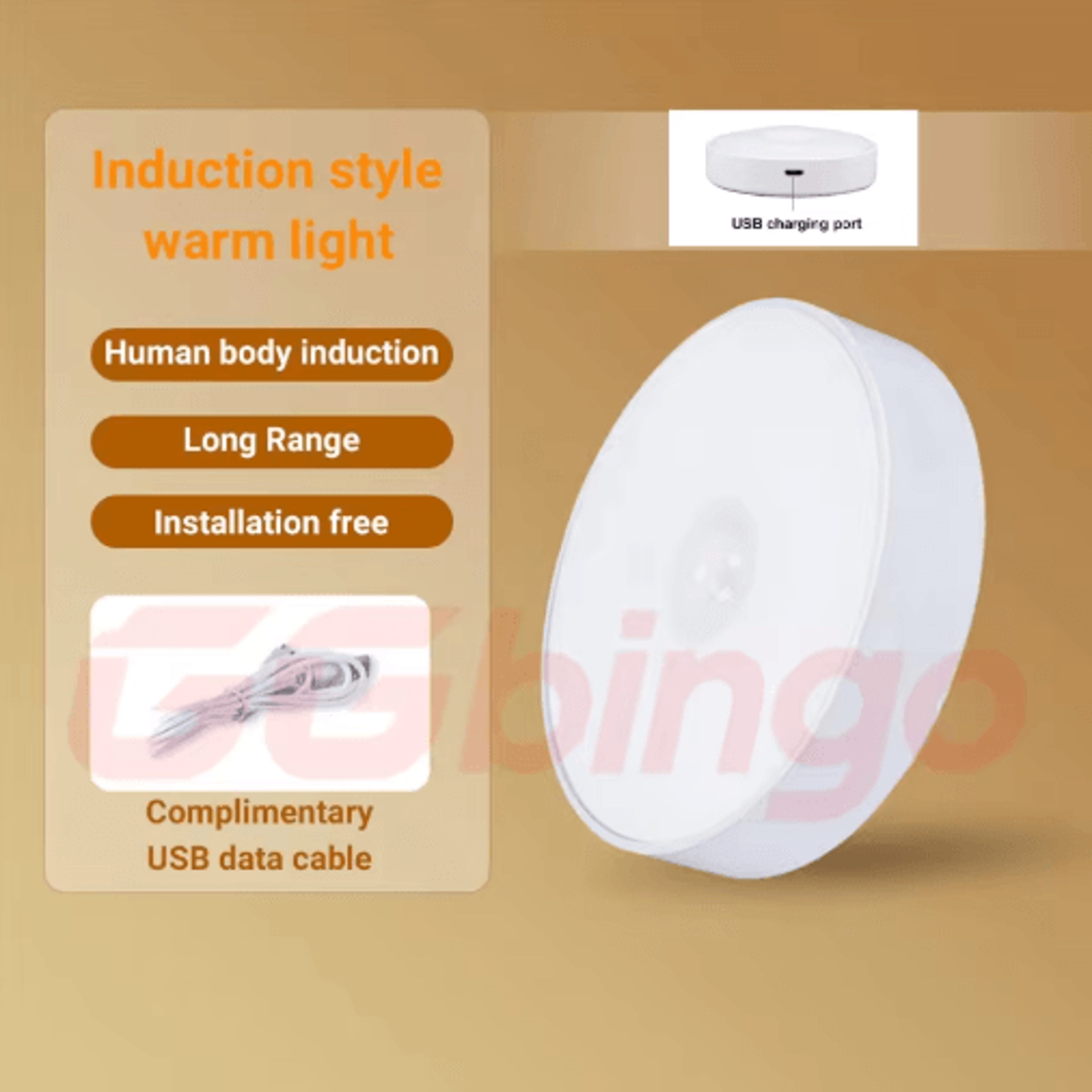 Rechargeable LED Motion Sensor Night Light With Magnetic Mount  USB TypeC 1