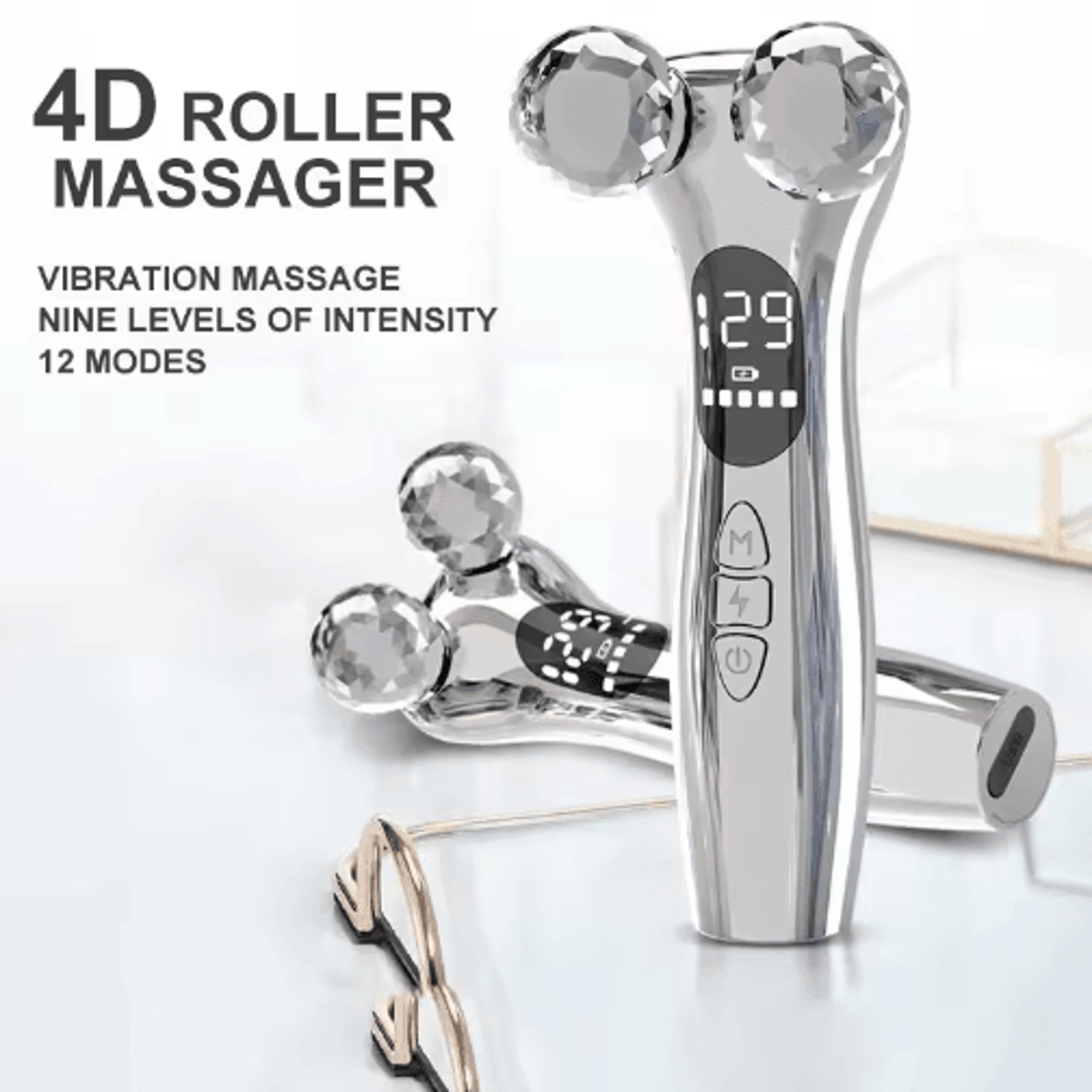 Electric Microcurrent Facial Roller  LED Beauty Massager For Daily Skincare 4