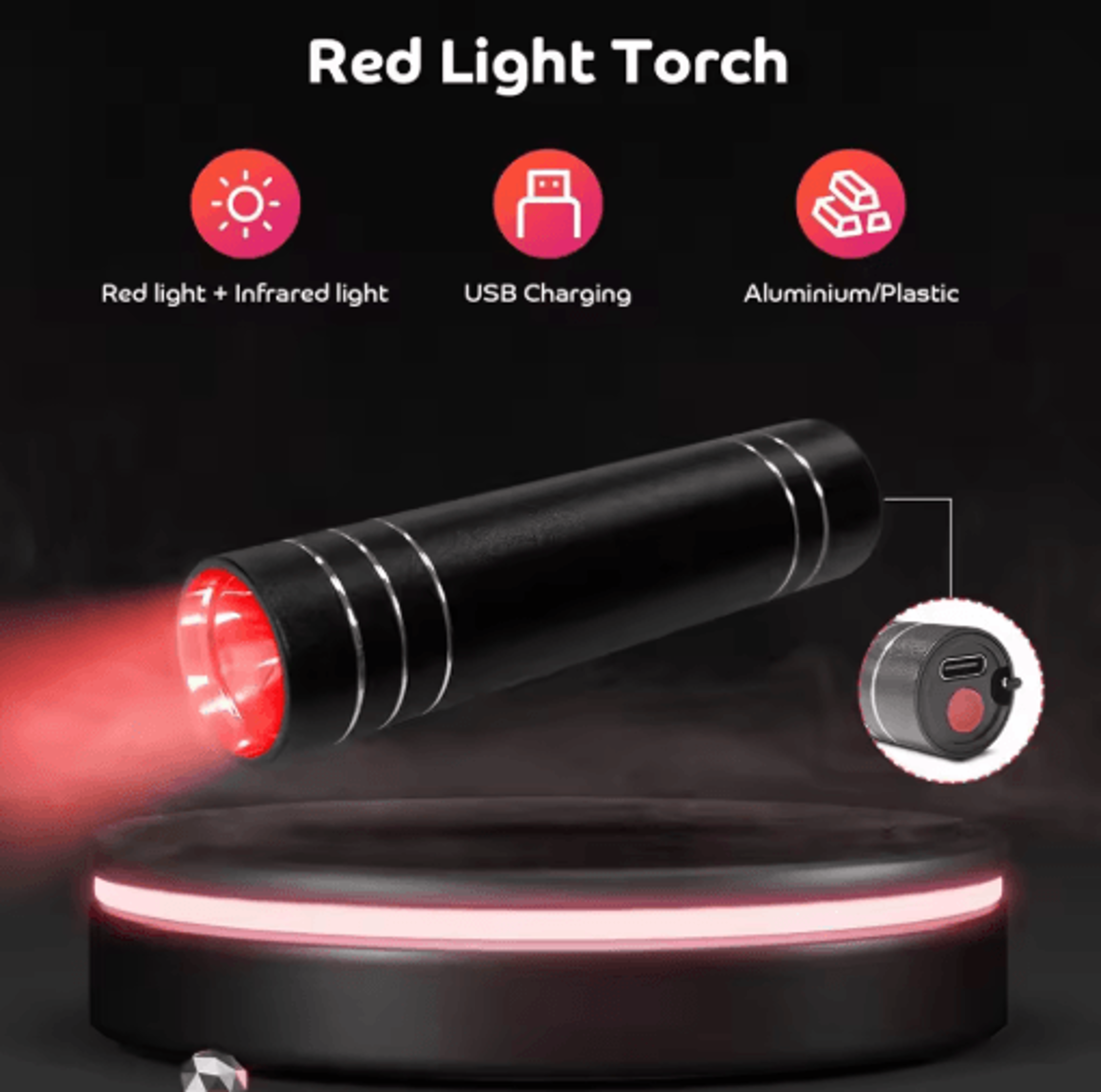 Professional Red  Blue LED Therapy Flashlight  Portable Light Therapy Device 3