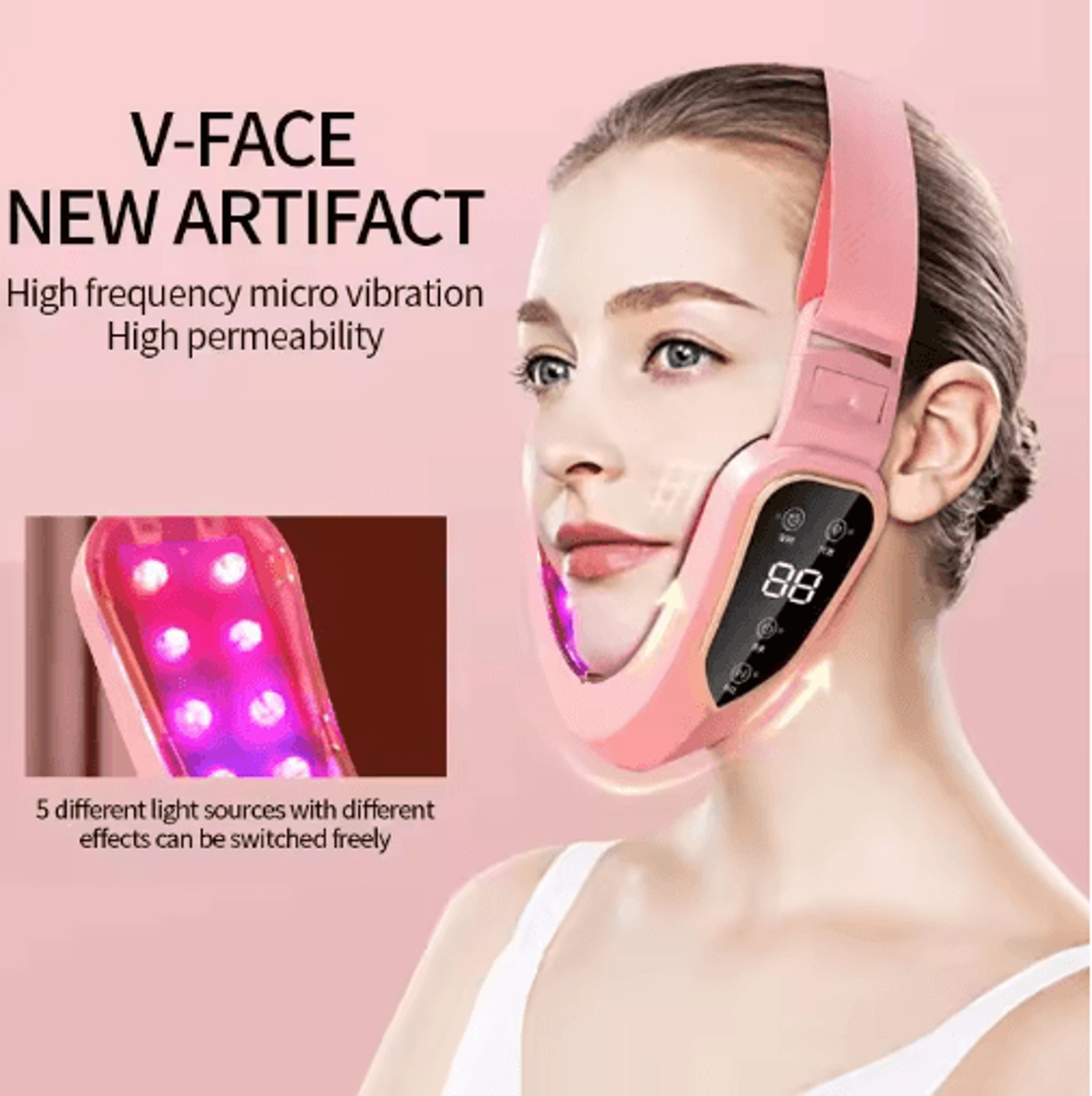 LED Photon V Face Massager  Heated Facial Lifting  Vibration Beauty Device 8