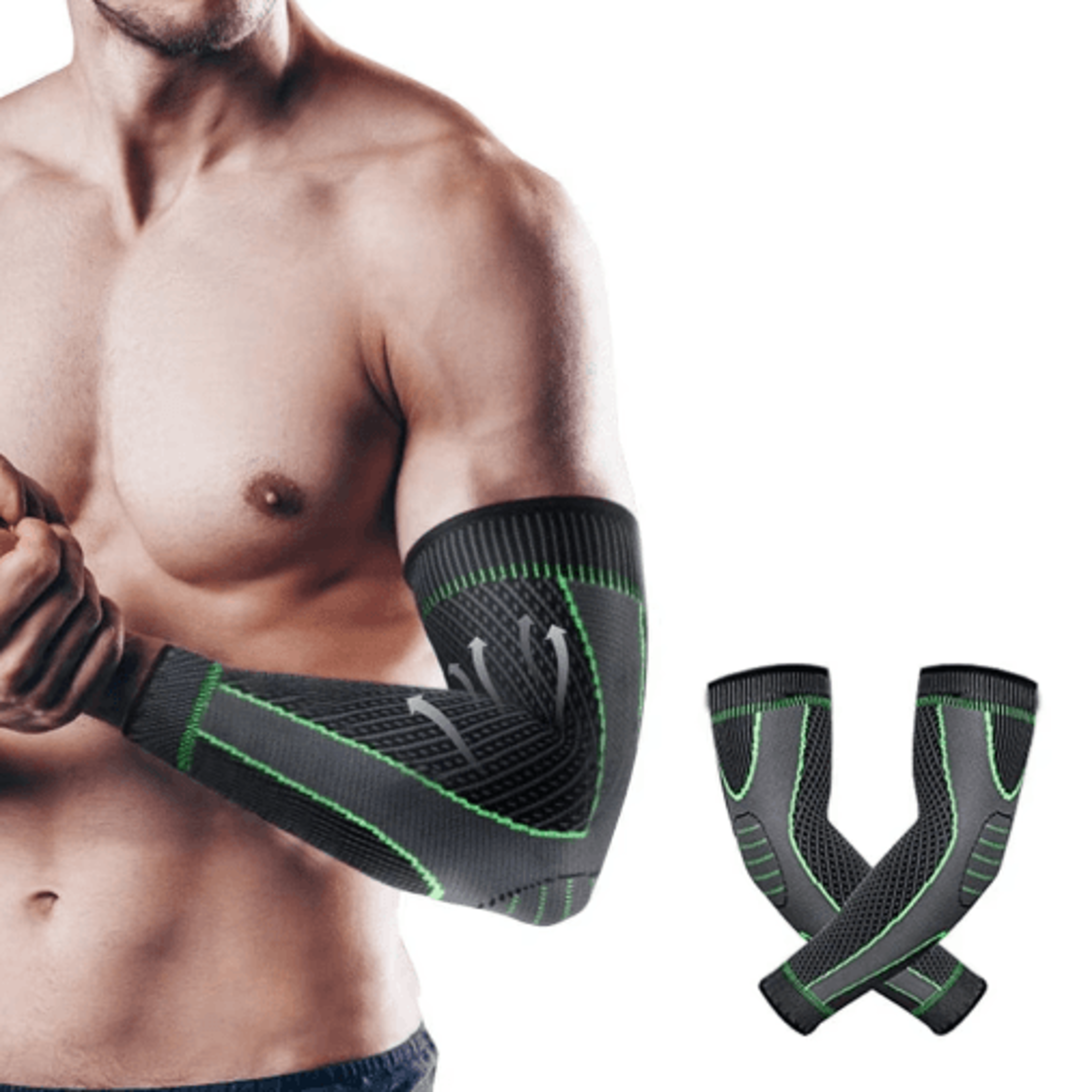 2Piece Elbow Compression Sleeves  Breathable Arm Support For Sports  Fitness 0