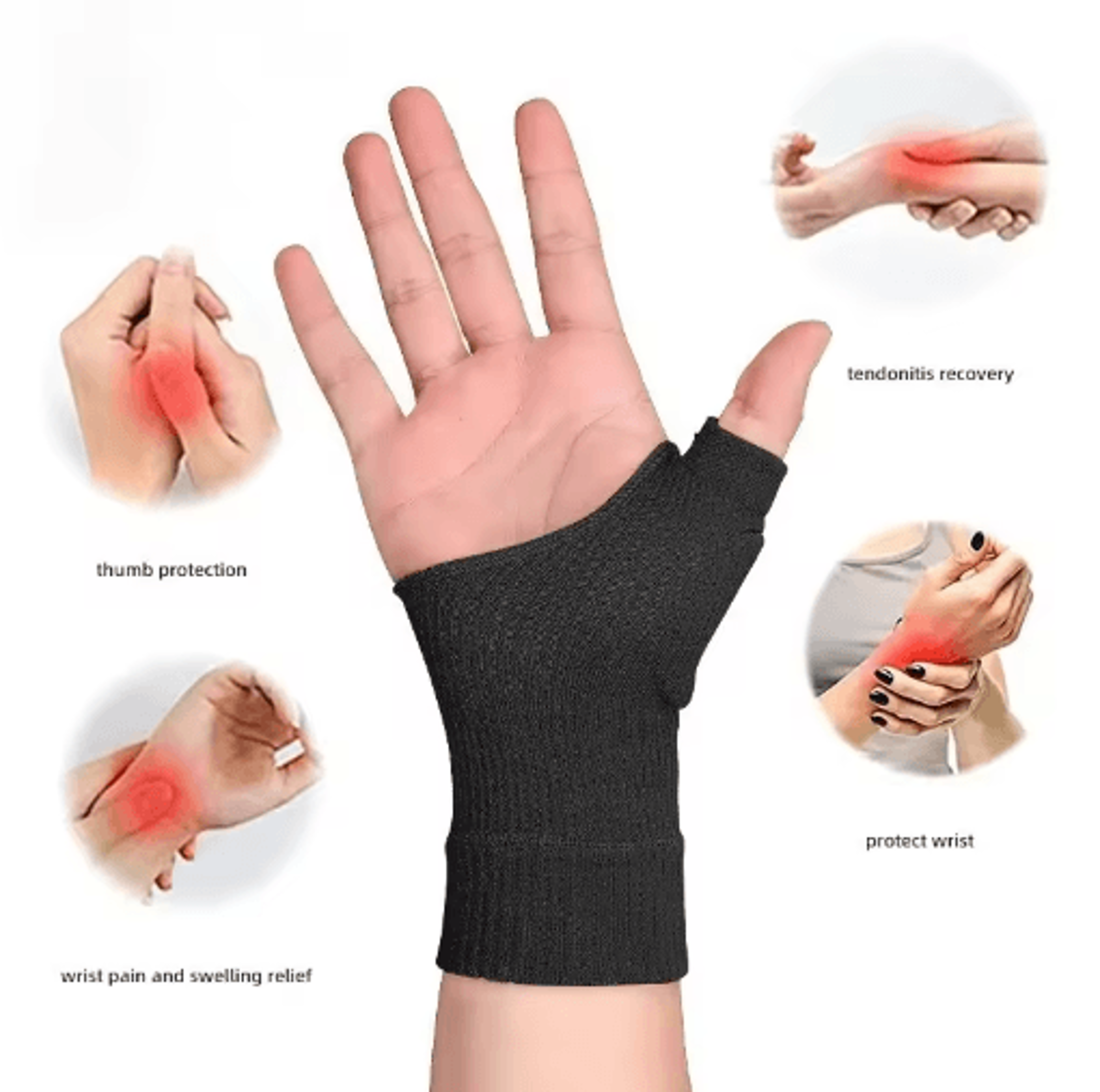 Wrist  Thumb Compression Support Sleeve  Breathable Wrist Brace With Gel Thumb Pad 5