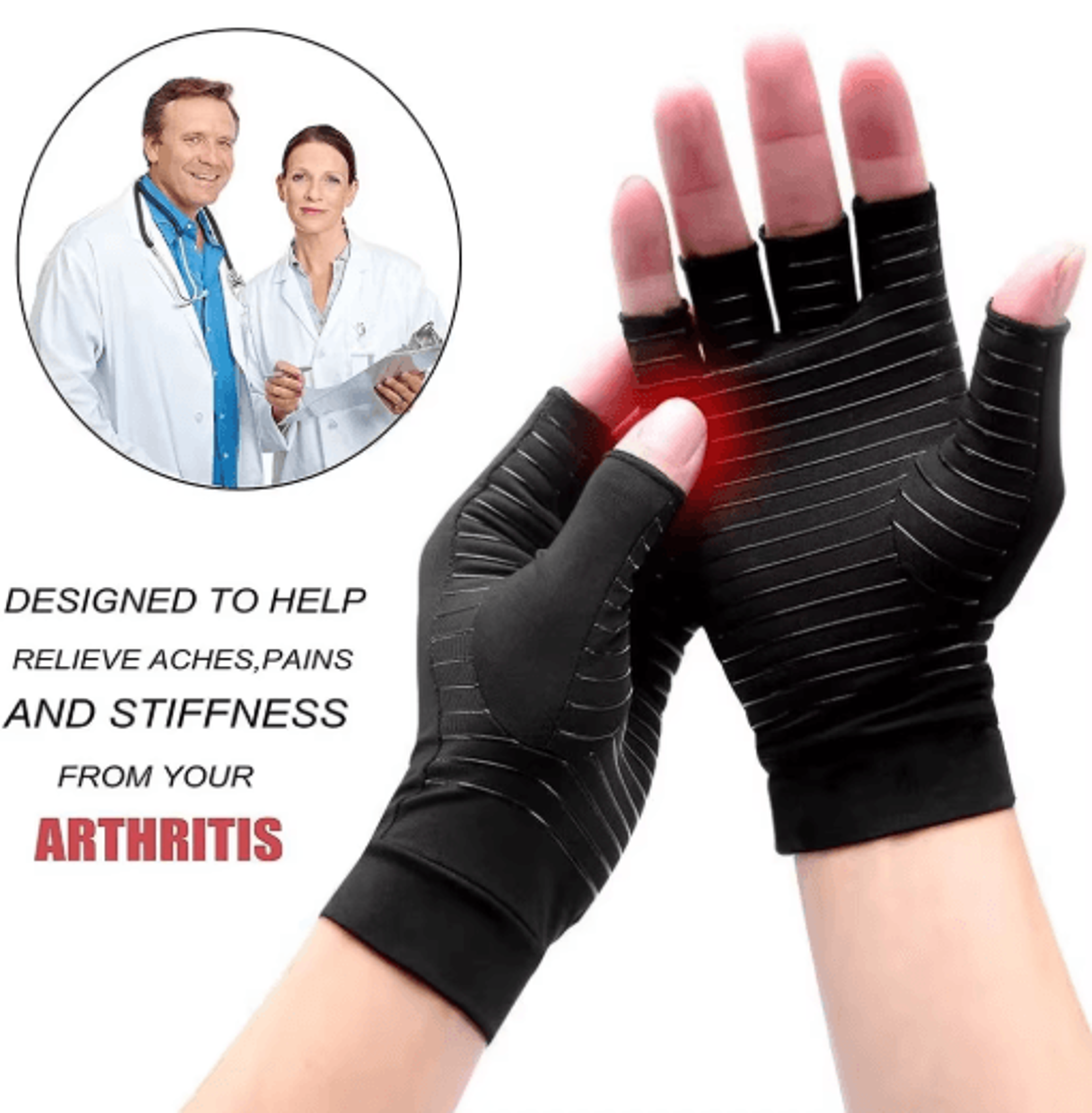 1 Pair Copper Compression Gloves  Full Finger Hand Support Gloves For Everyday Comfort 7