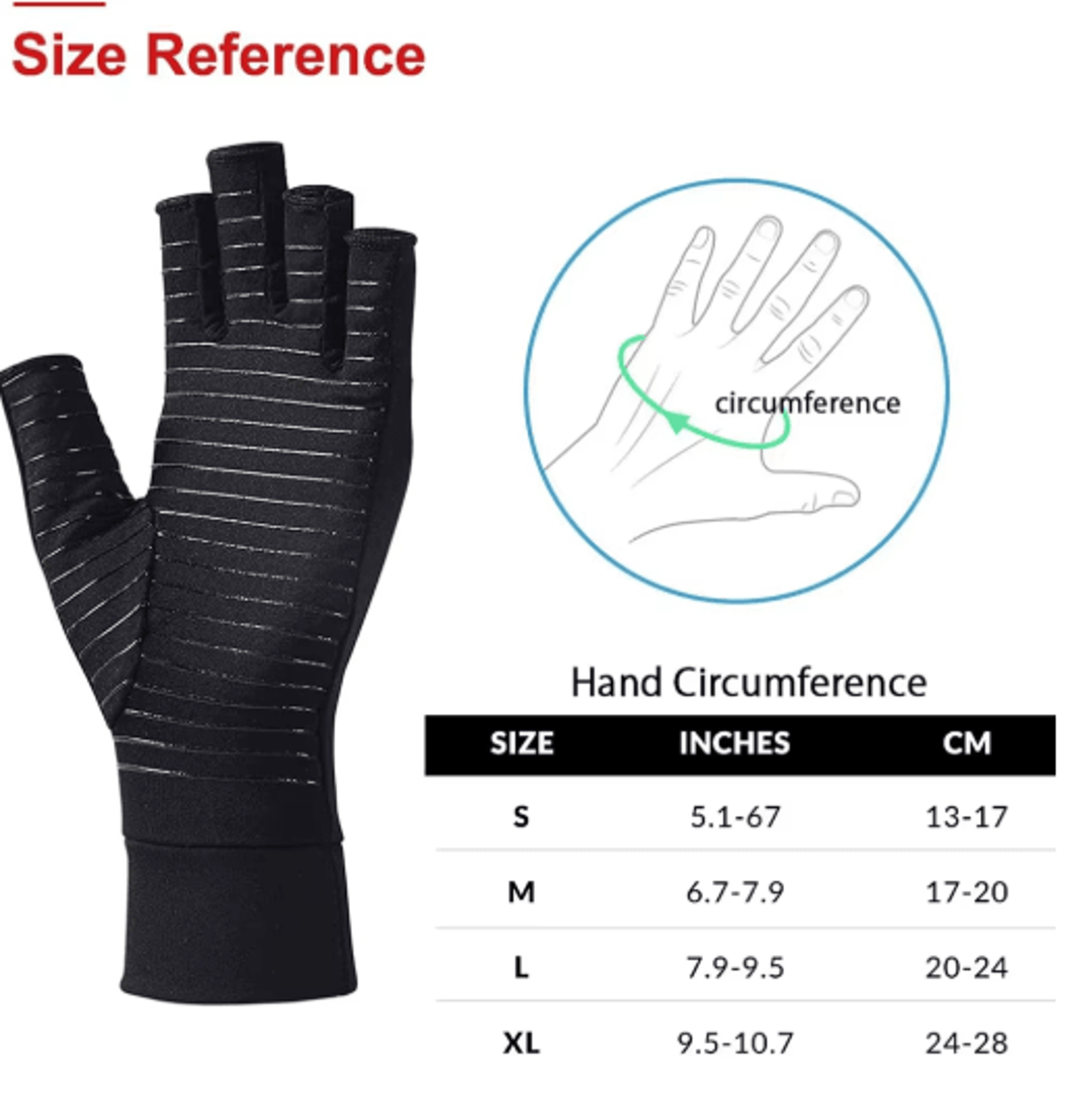 1 Pair Copper Compression Gloves  Full Finger Hand Support Gloves For Everyday Comfort 8