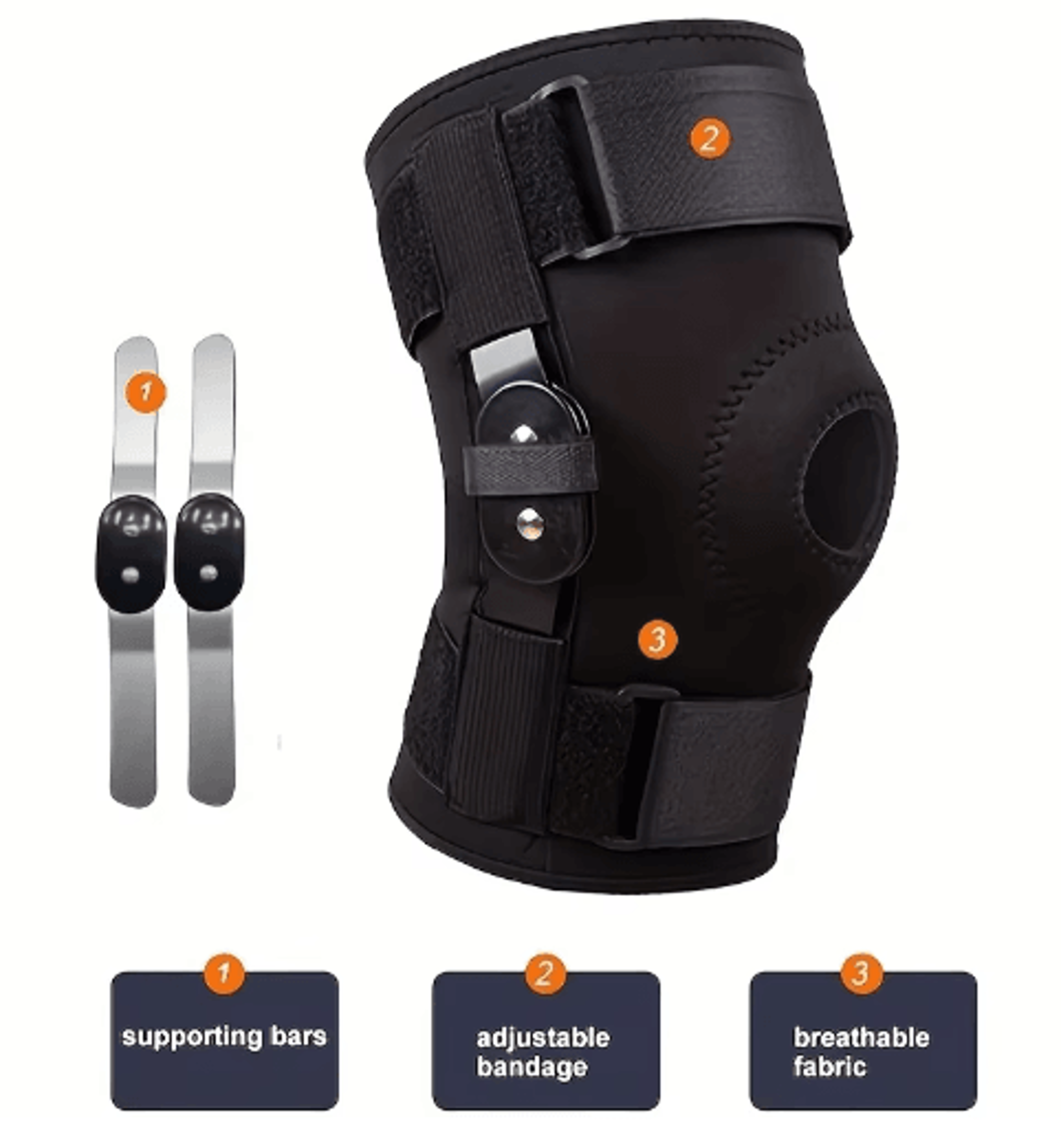 Adjustable Knee Brace With Side Stabilizers  Patella Gel Pads  Unisex Knee Support For Everyday Sta 3