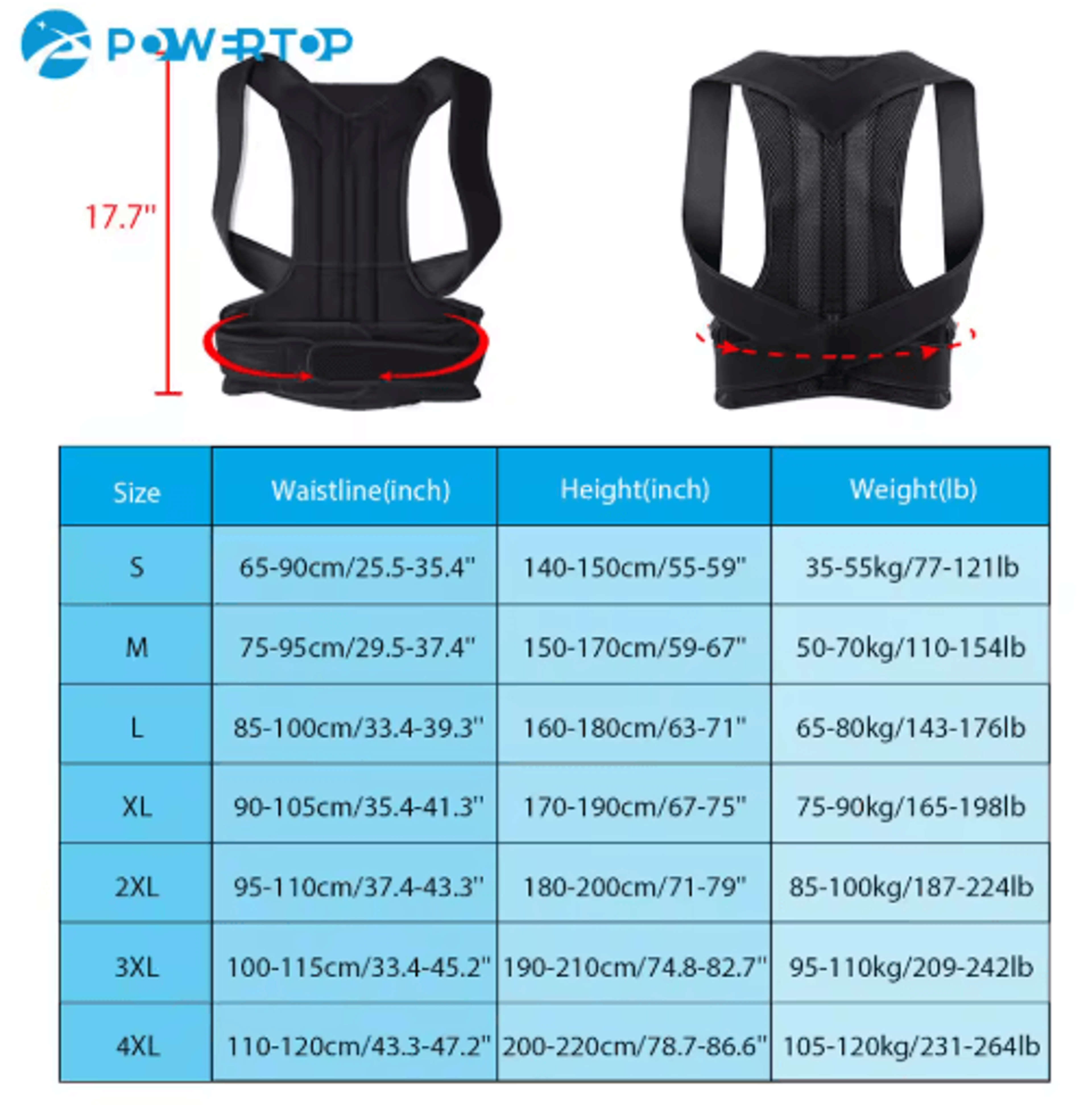 Alloy Bar Posture Corrector Back Brace  Adjustable Spine  Shoulder Support Belt For Men  Women 7