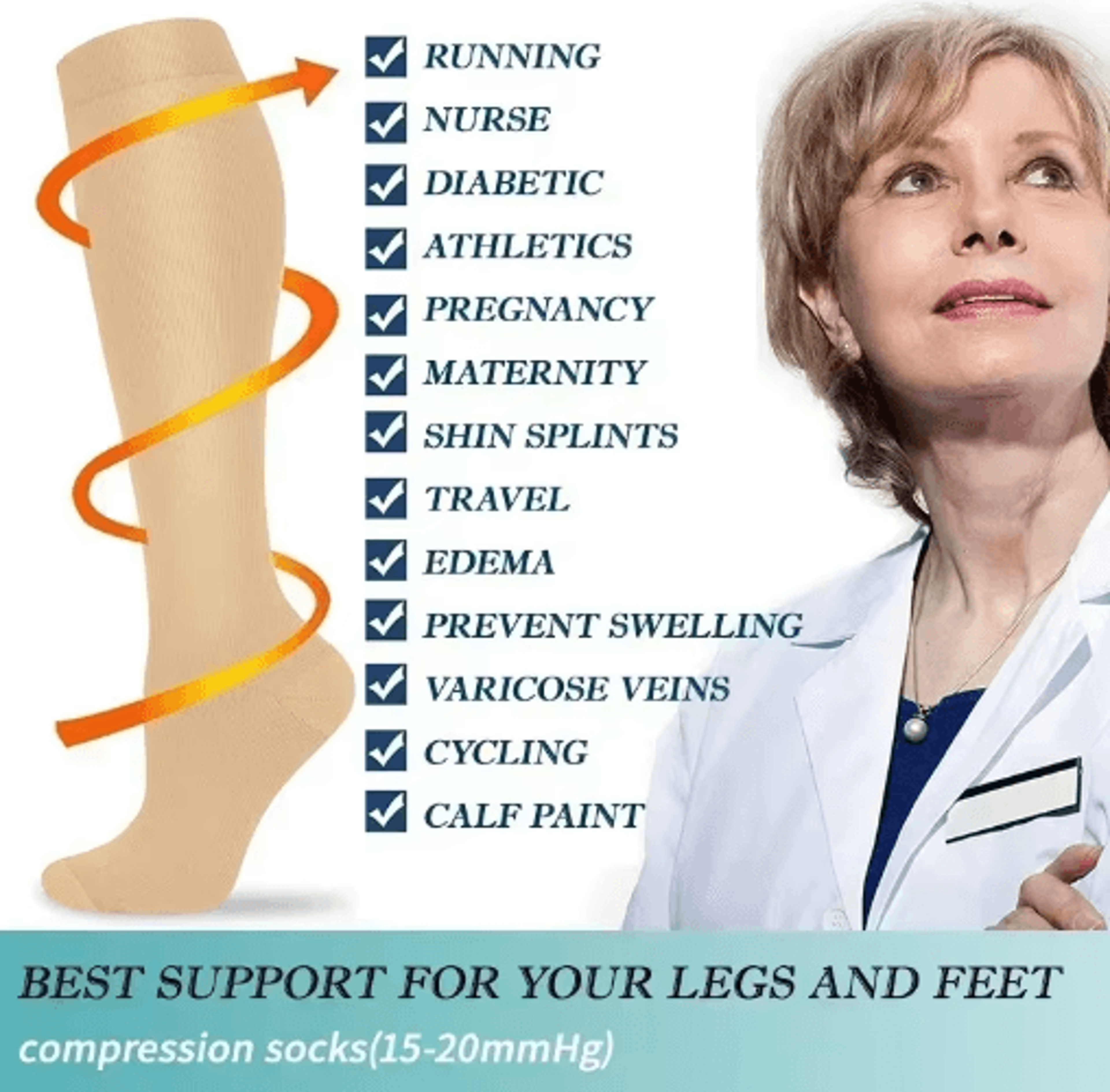 Graduated Compression Socks For Men  Women  Breathable KneeHigh Athletic Socks For Running Travel   8
