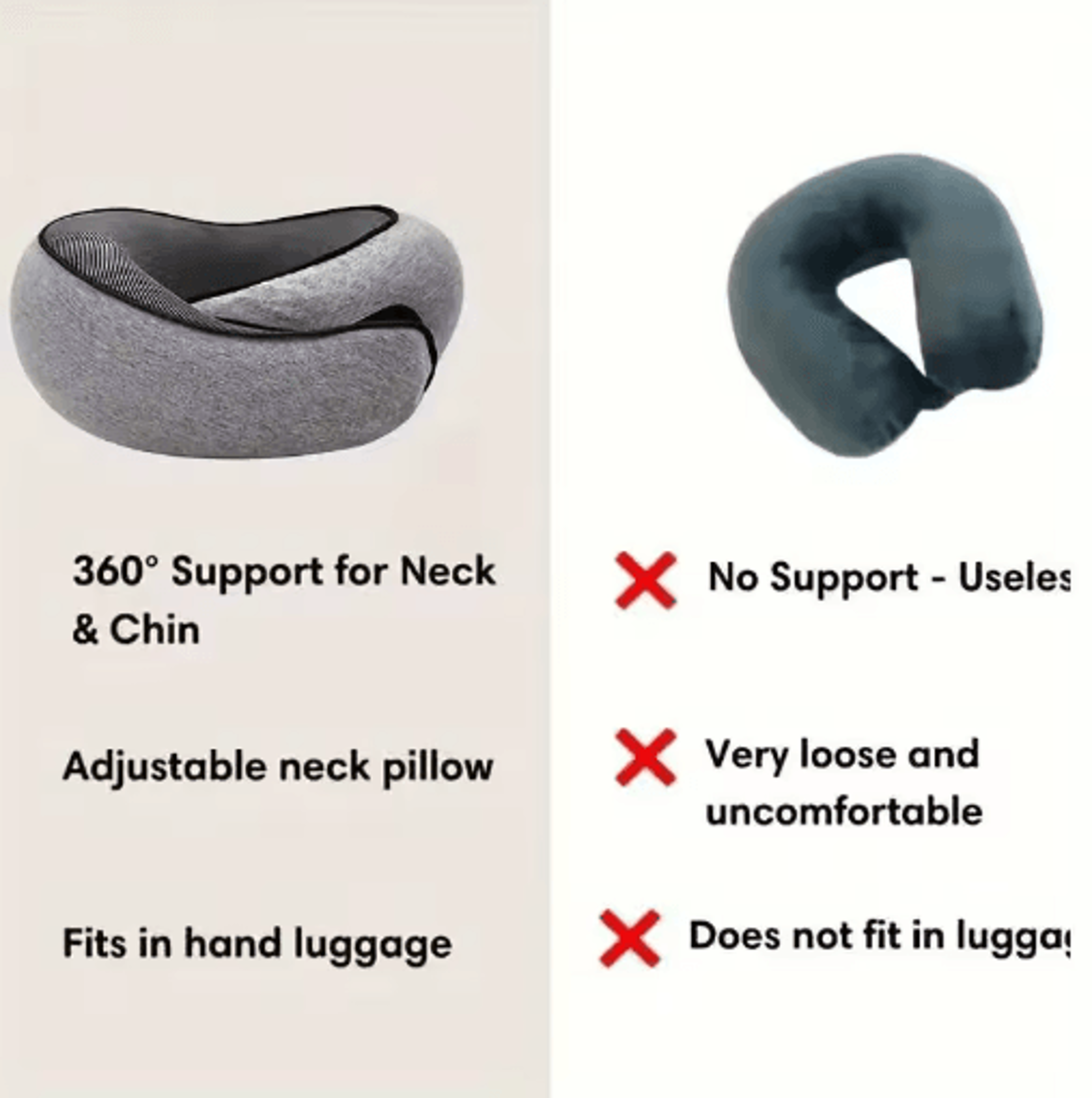 Memory Foam Travel Neck Pillow  Adjustable UShaped Snail Style Neck Support 4