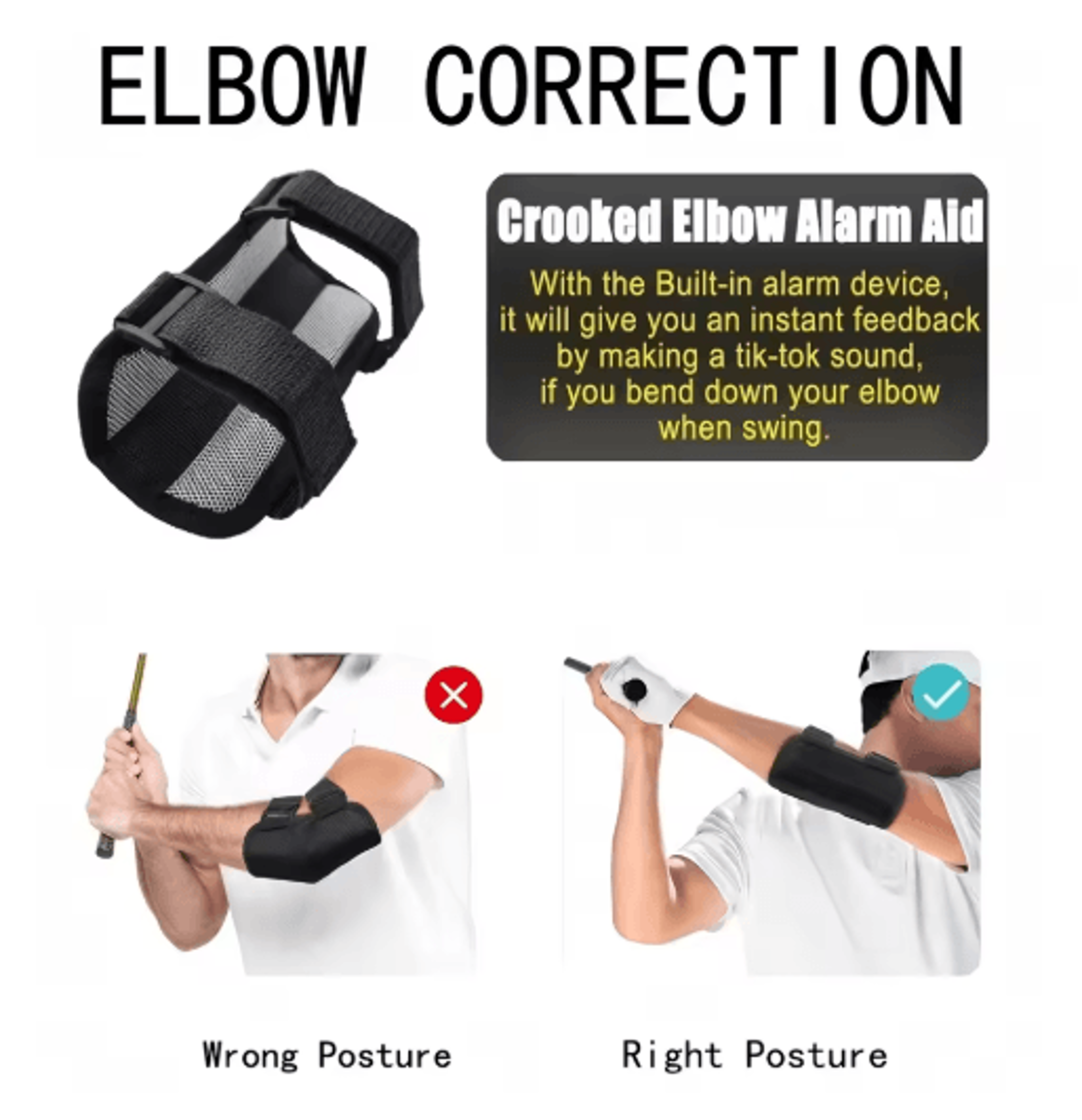 Golf Swing Trainer Arm Band  Adjustable Elbow Support Training Aid For Beginners 4