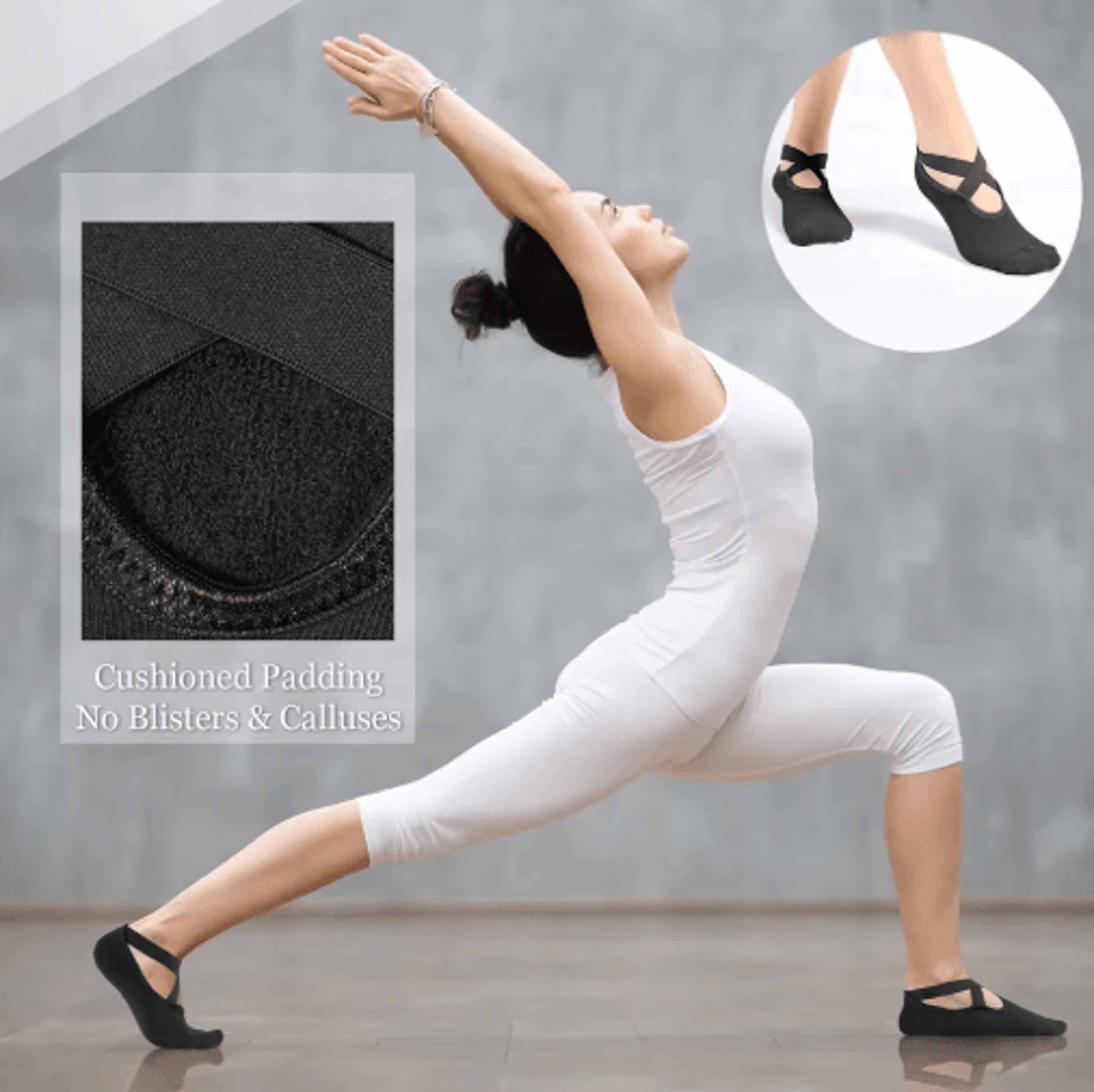 Womens NonSlip Yoga Grip Socks  Ballet  Pilates Socks With Secure Straps 7