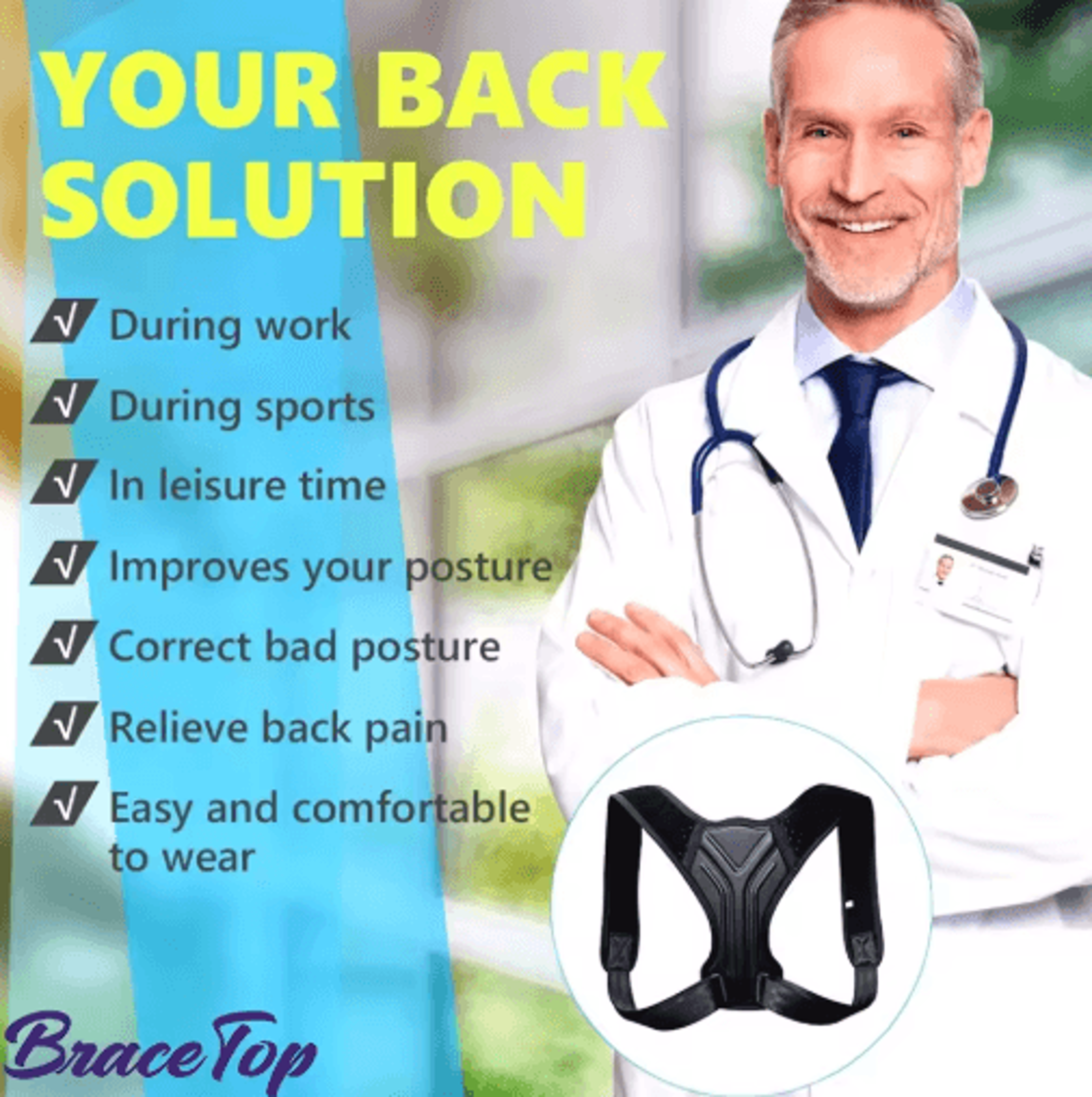 Adjustable Back Posture Support Brace  Ergonomic Clavicle  Upper Back Training Belt 5
