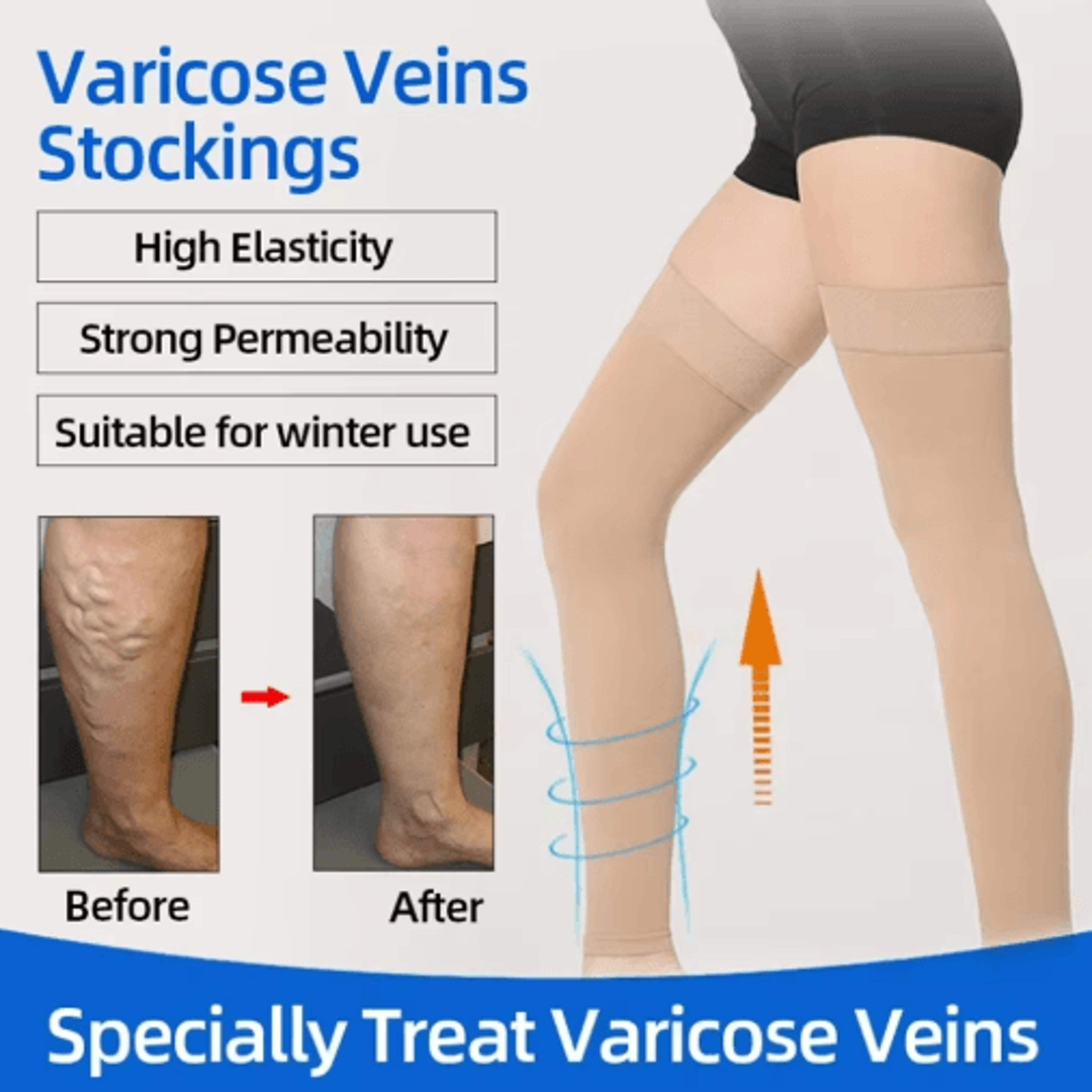 ThighHigh Toeless Compression Socks 2032 MmHg  Silicone Grip Stockings For Men  Women 7