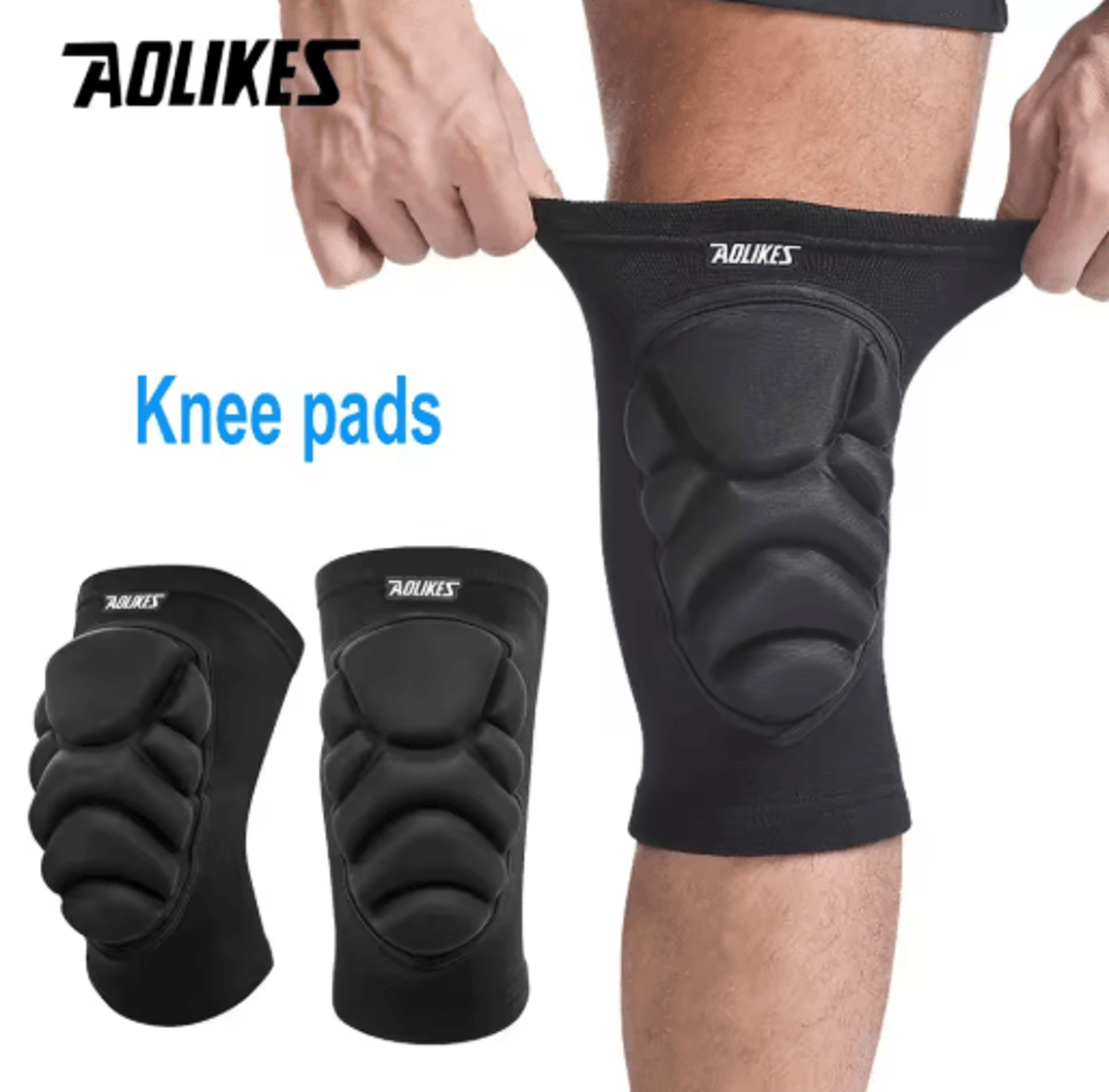 AOLIKES Thick Sponge Knee  Elbow Pads  ShockAbsorbing Protective Sleeves For Sports  Work 1 Pair 1