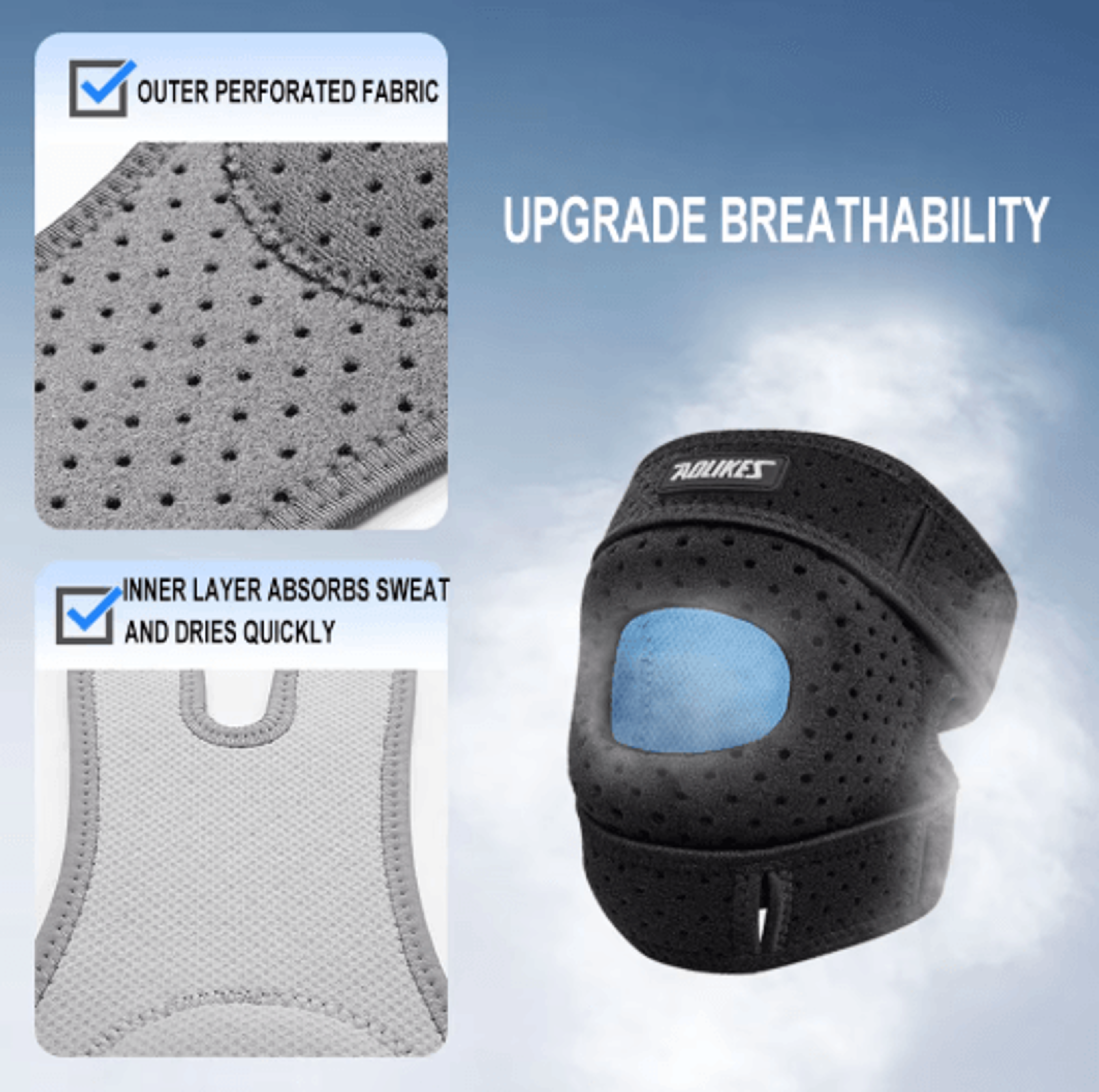 AOLIKES Patella Knee Brace Compression Sleeve For Knee Support Arthritis Relief  Sports 7