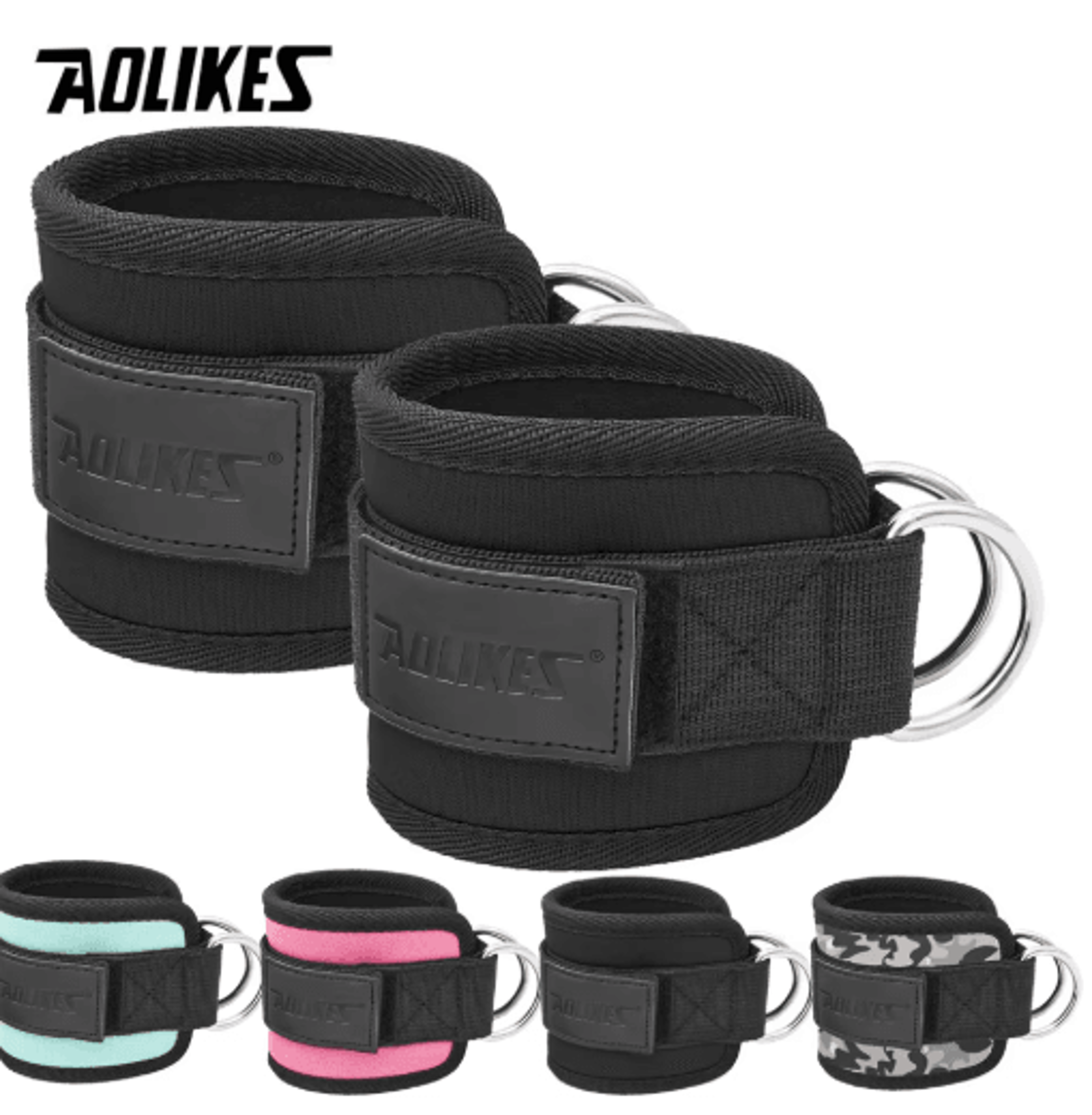 AOLIKES Adjustable Ankle Wrist Cuffs For Cable Machine Glute Kickbacks  Leg Workouts 0