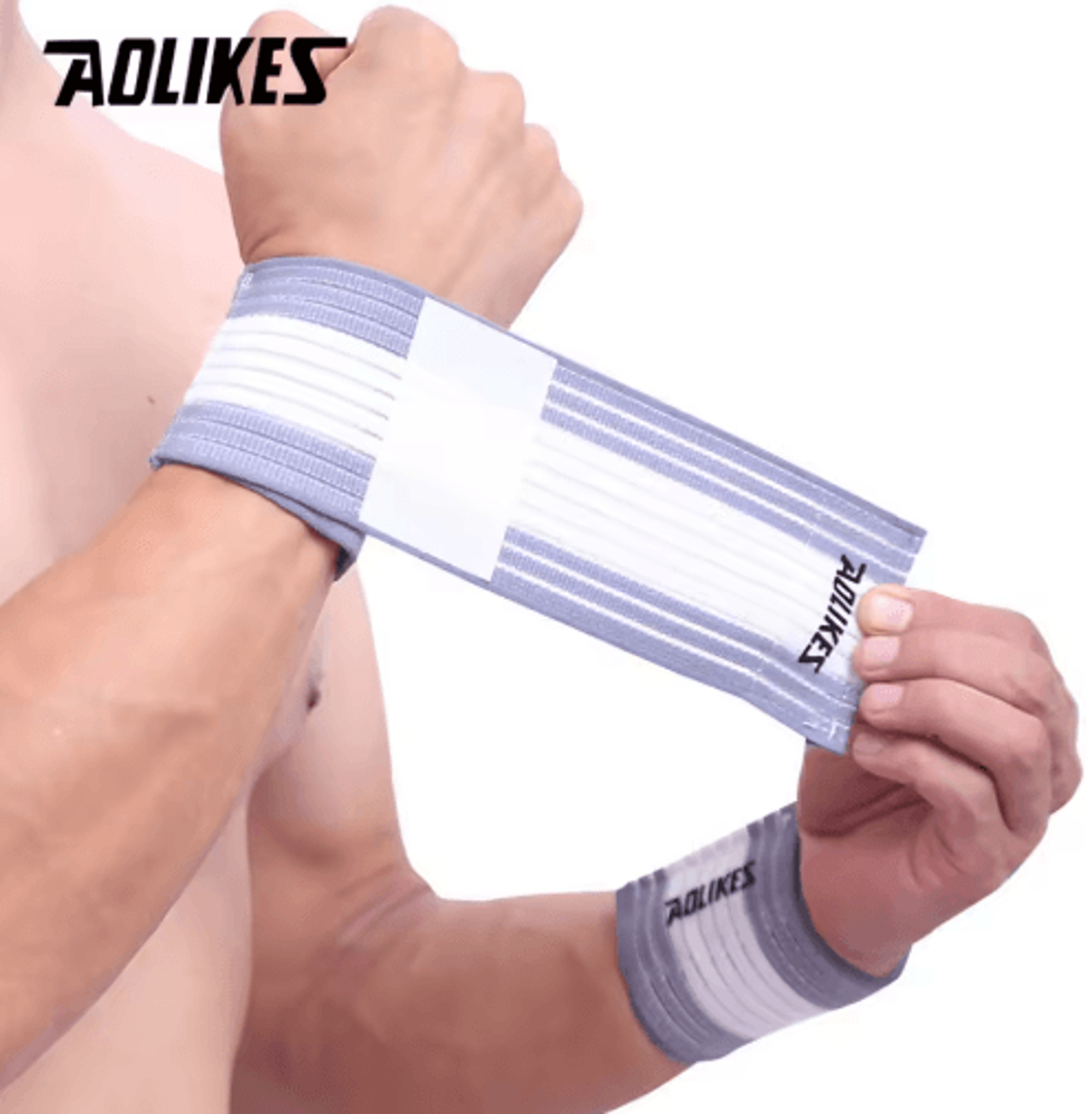 AOLIKES Cotton Elastic Wrist Brace Wrap For Gym Sports  Carpal Tunnel Support 2