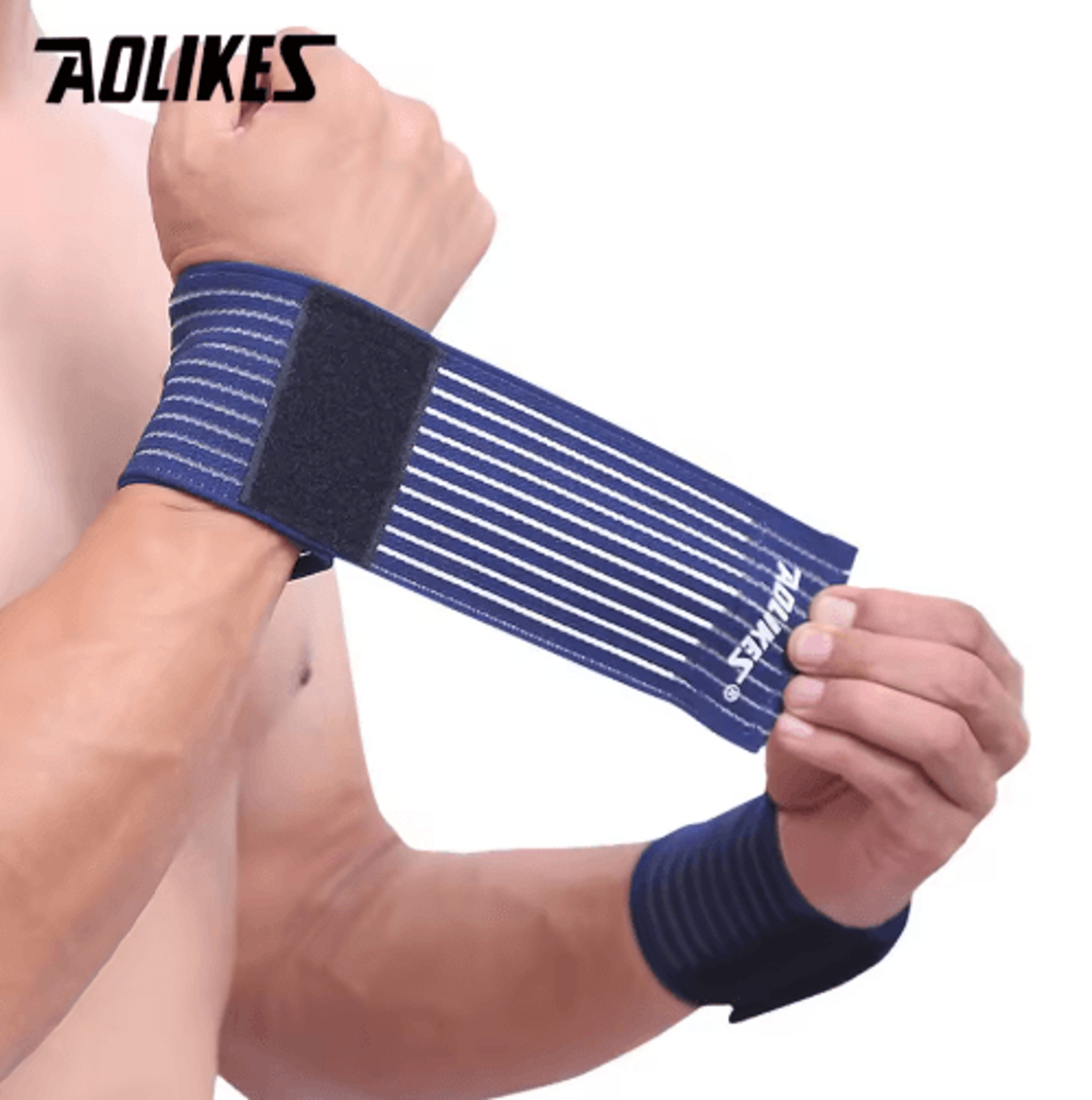 AOLIKES Cotton Elastic Wrist Brace Wrap For Gym Sports  Carpal Tunnel Support 4
