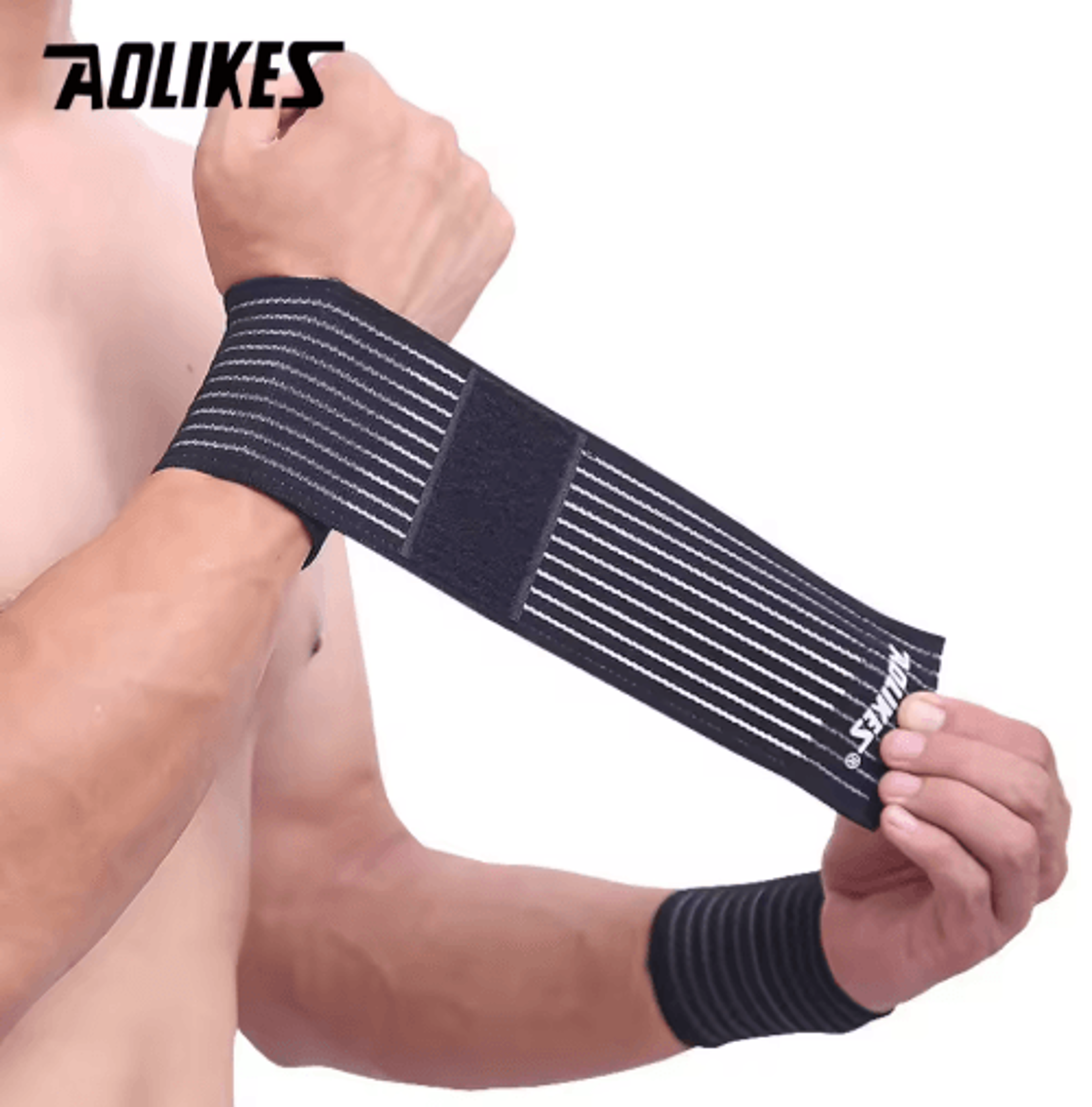 AOLIKES Cotton Elastic Wrist Brace Wrap For Gym Sports  Carpal Tunnel Support 7