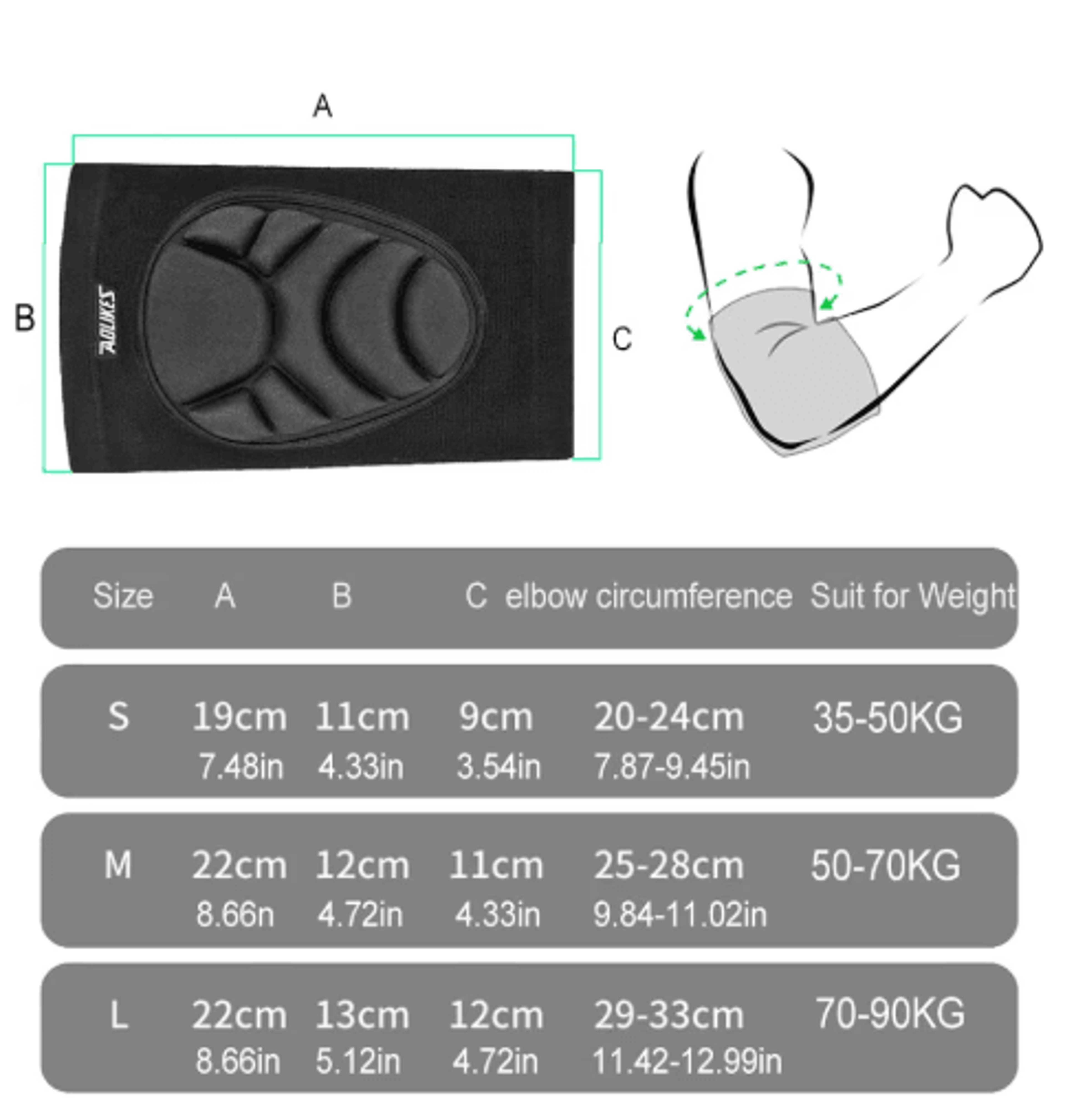 AOLIKES Foam Elbow Pads  1 Pair Protective Elbow Pads For Skating Volleyball Cycling  Street Dance 5