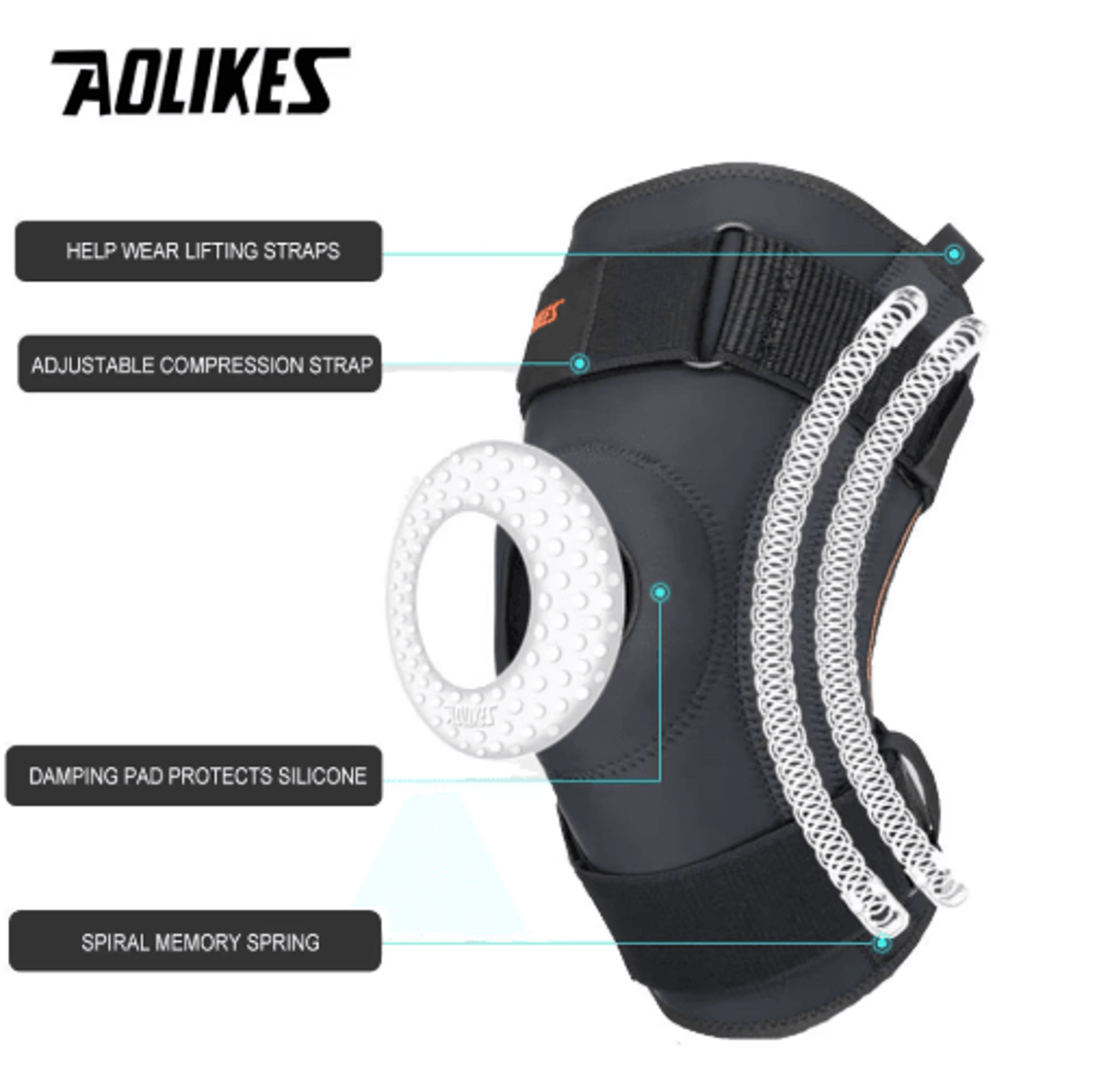 AOLIKES Knee Brace For Knee Pain  Knee Support With Side Stabilizers  Patella Gel Pads For Men  Wom 4