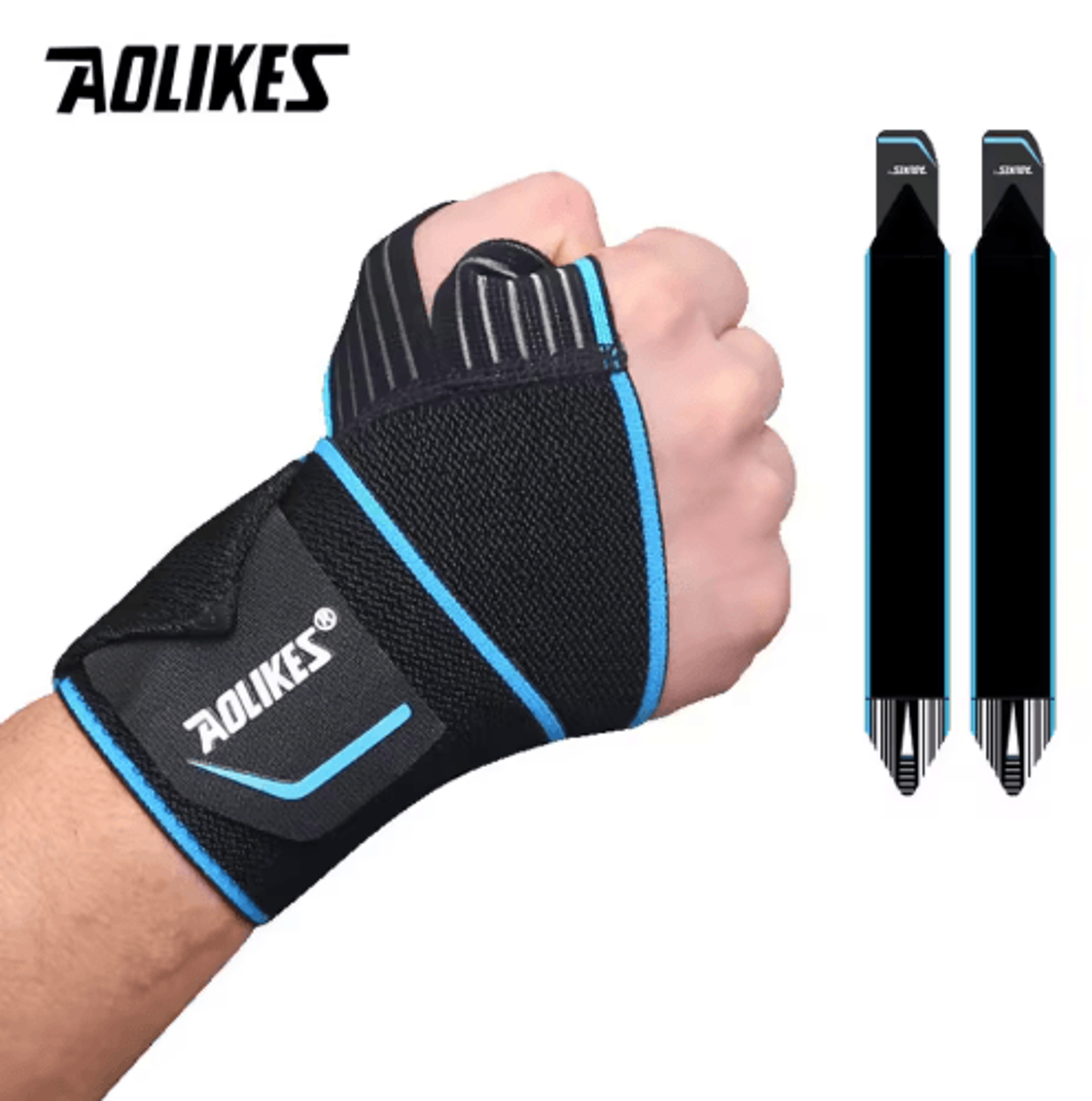 AOLIKES Wrist Support Wraps  Elastic Compression Wrist Straps For Gym CrossFit  Powerlifting 2