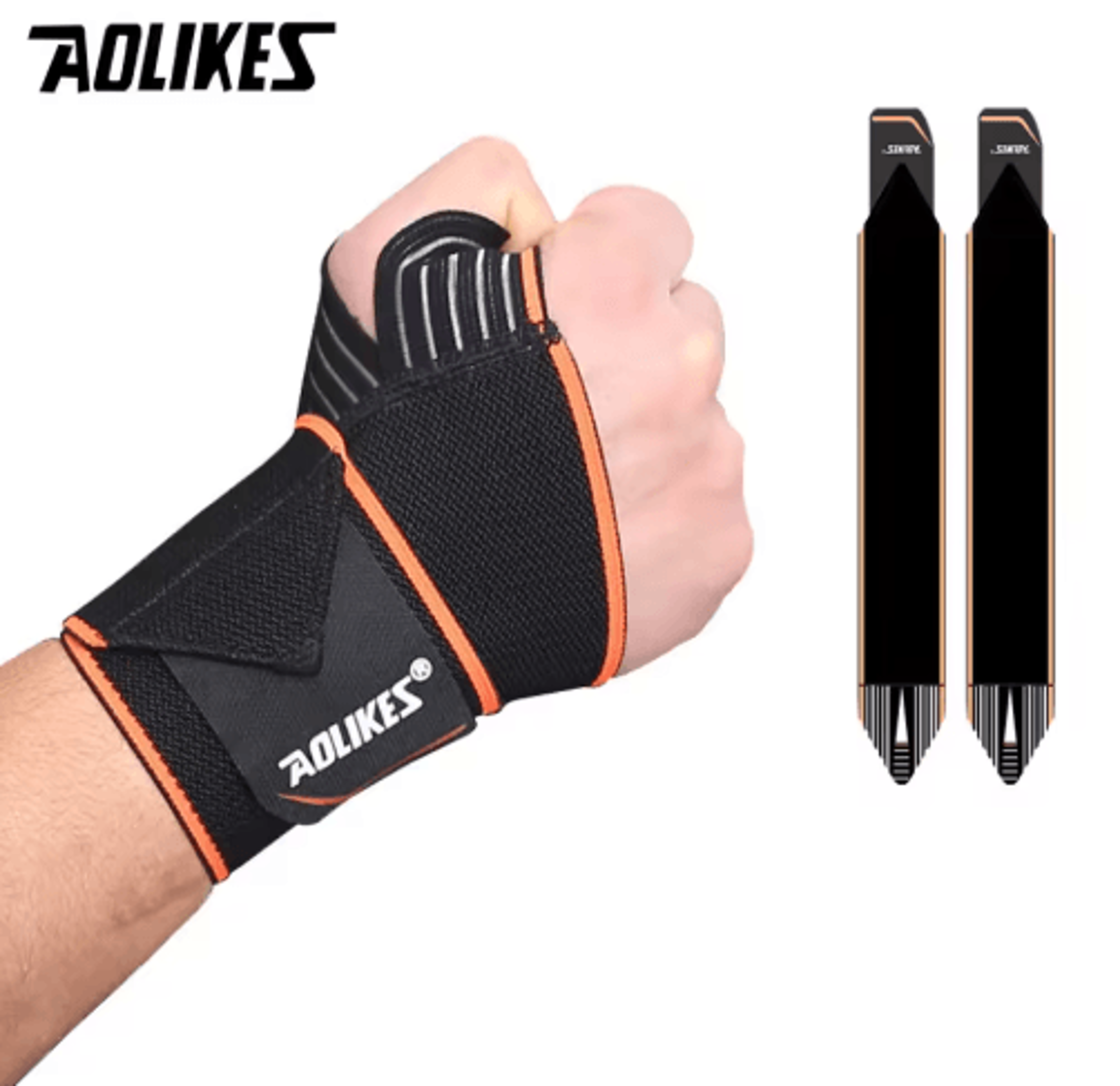 AOLIKES Wrist Support Wraps  Elastic Compression Wrist Straps For Gym CrossFit  Powerlifting 3