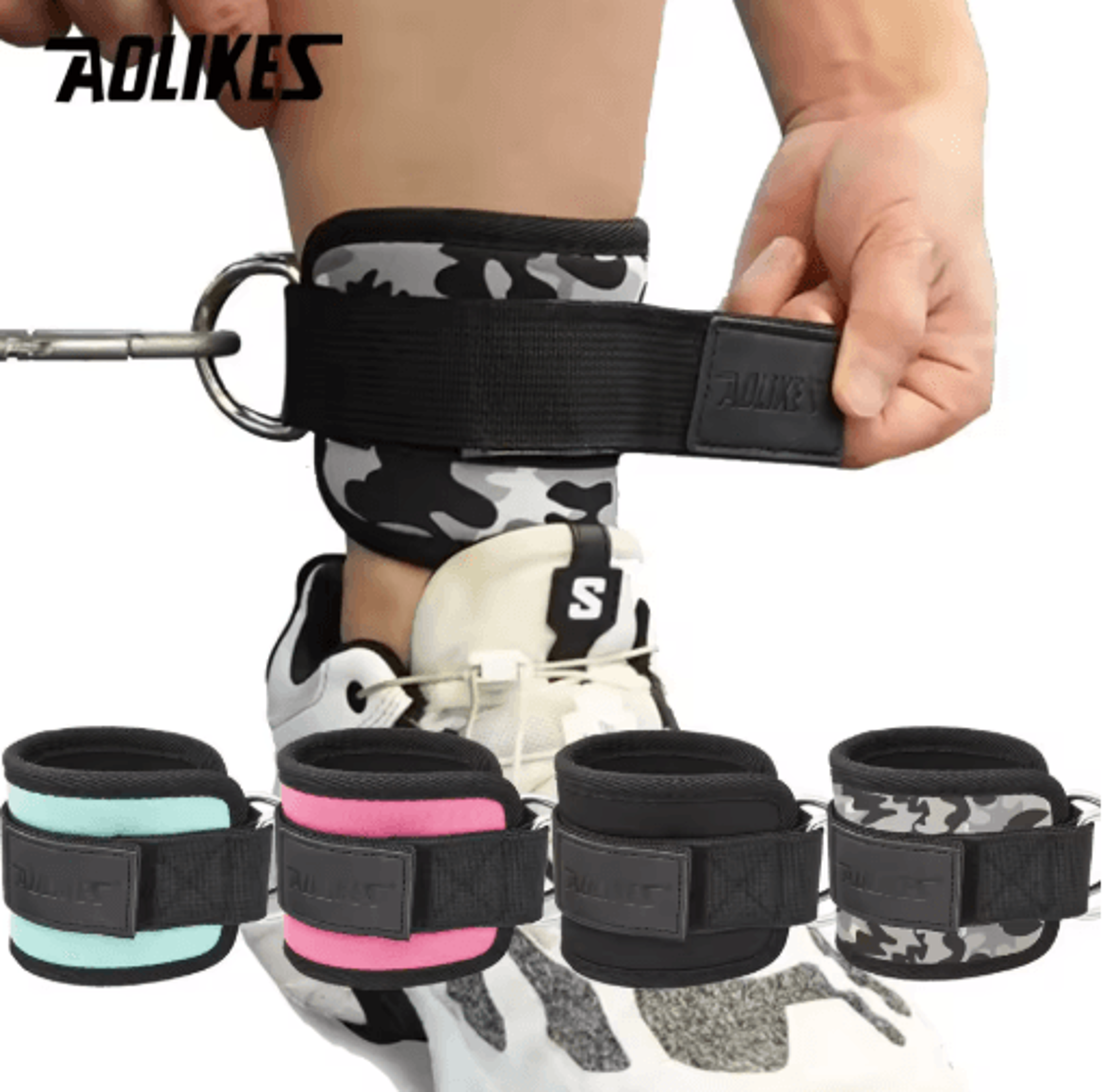 AOLIKES Ankle Straps For Cable Machine  Adjustable Padded Cable Ankle Straps For Glute Kickbacks  L 0