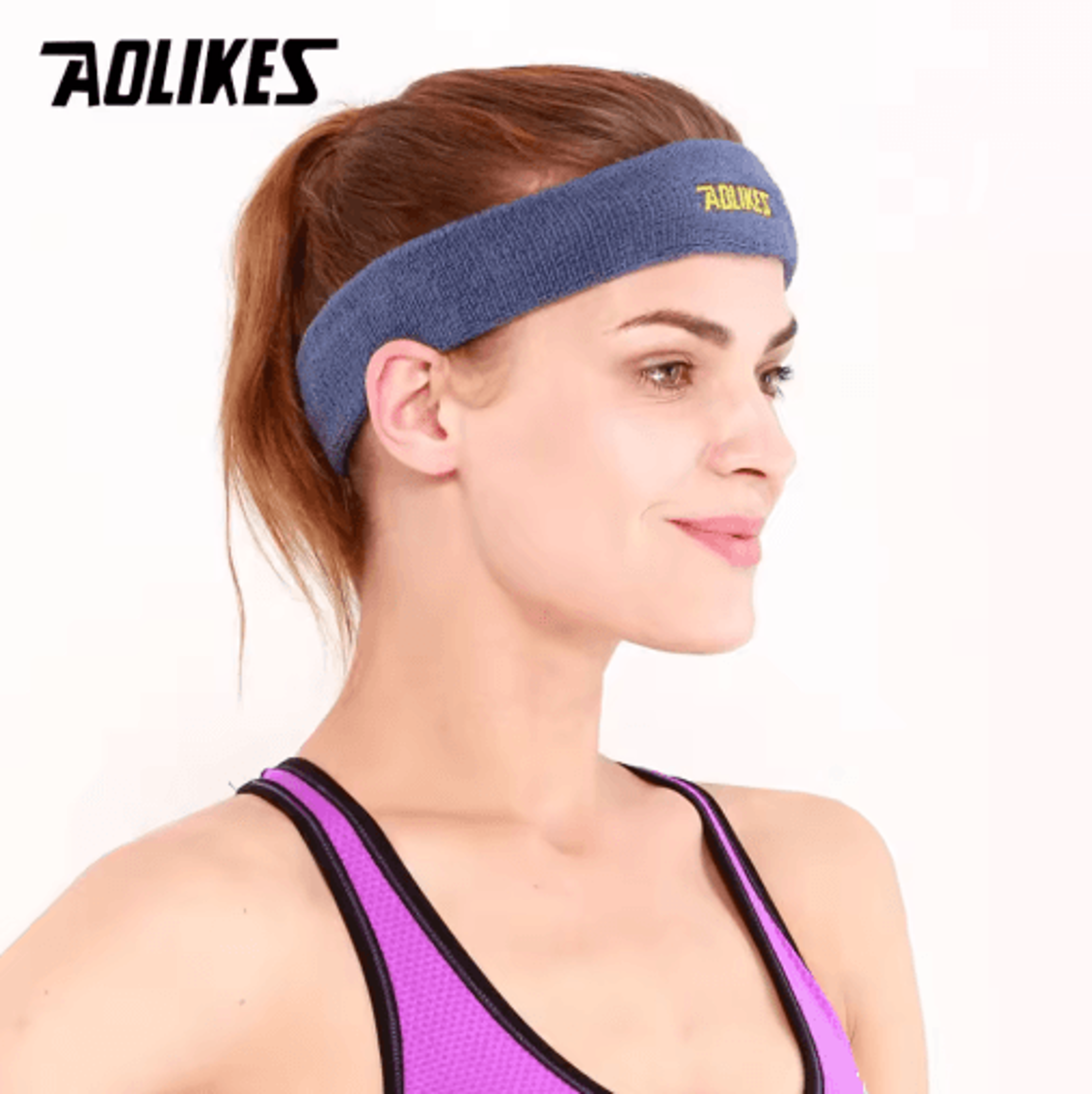 AOLIKES Cotton Sports Sweat Headband  Absorbent Sweatband For Men  Women Yoga Running  Fitness 4