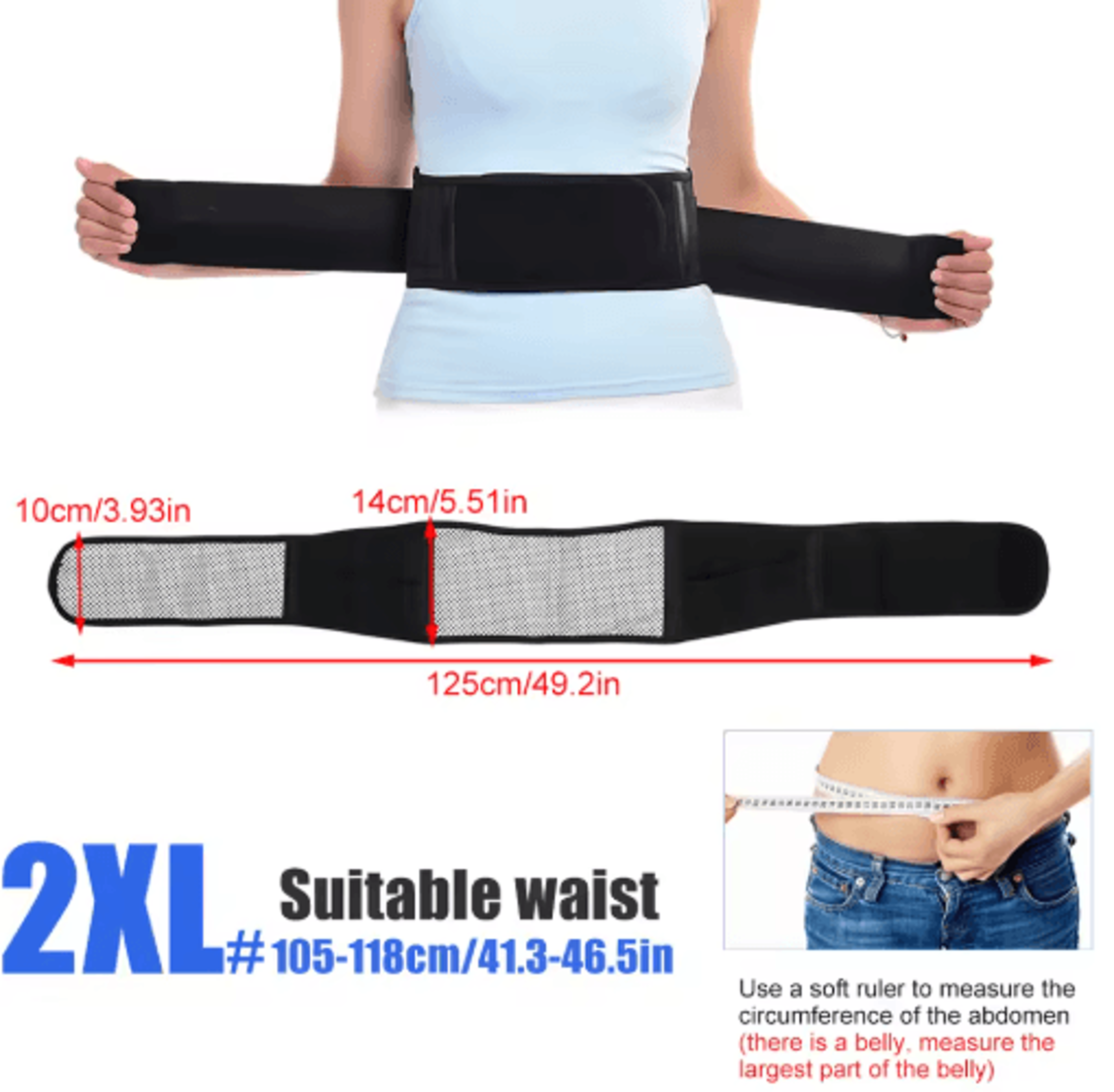 Heating Back Brace For Lower Back Pain Relief  Adjustable Lumbar Support Belt With Heated Waist Wra 3
