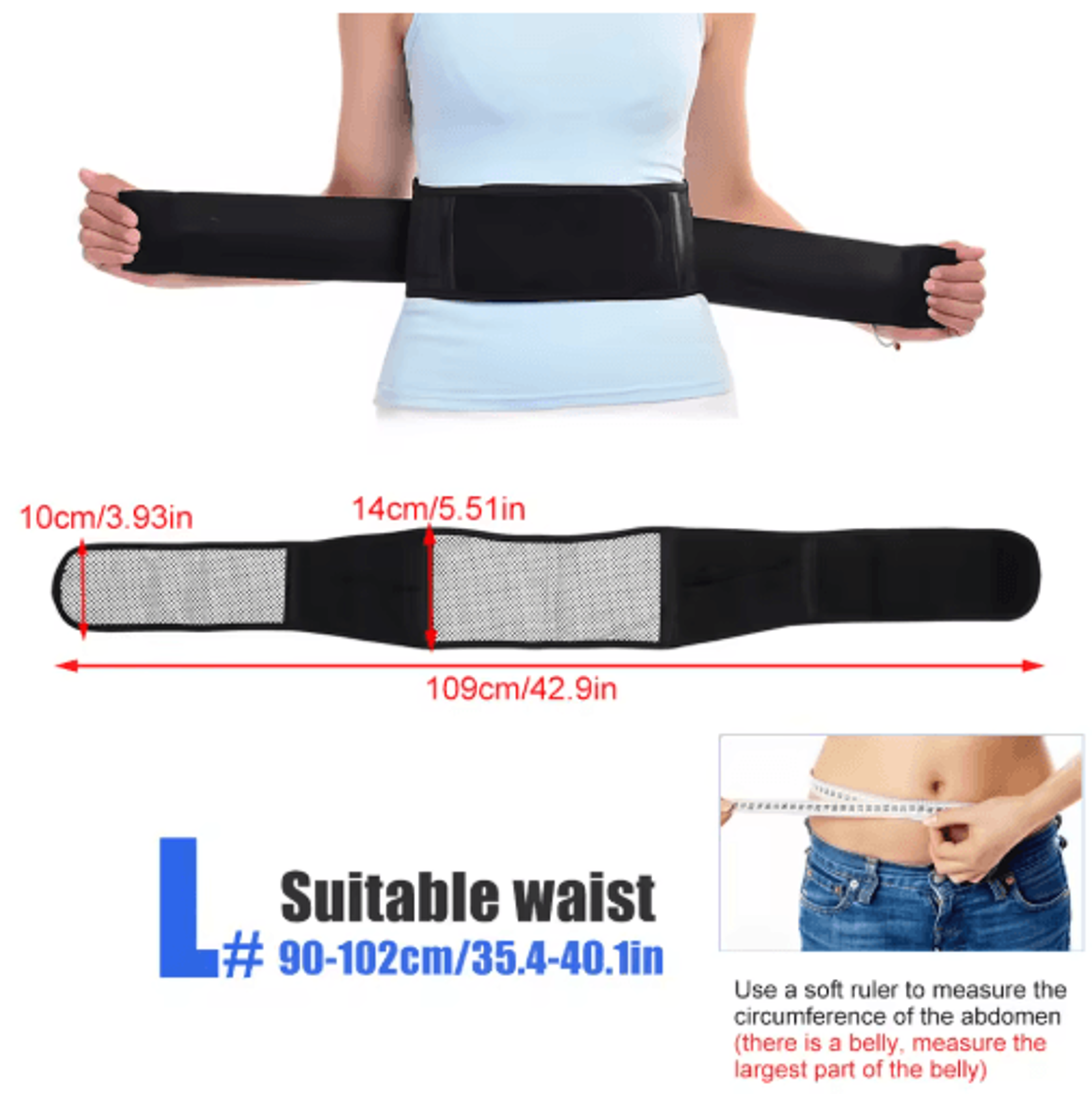 Heating Back Brace For Lower Back Pain Relief  Adjustable Lumbar Support Belt With Heated Waist Wra 5