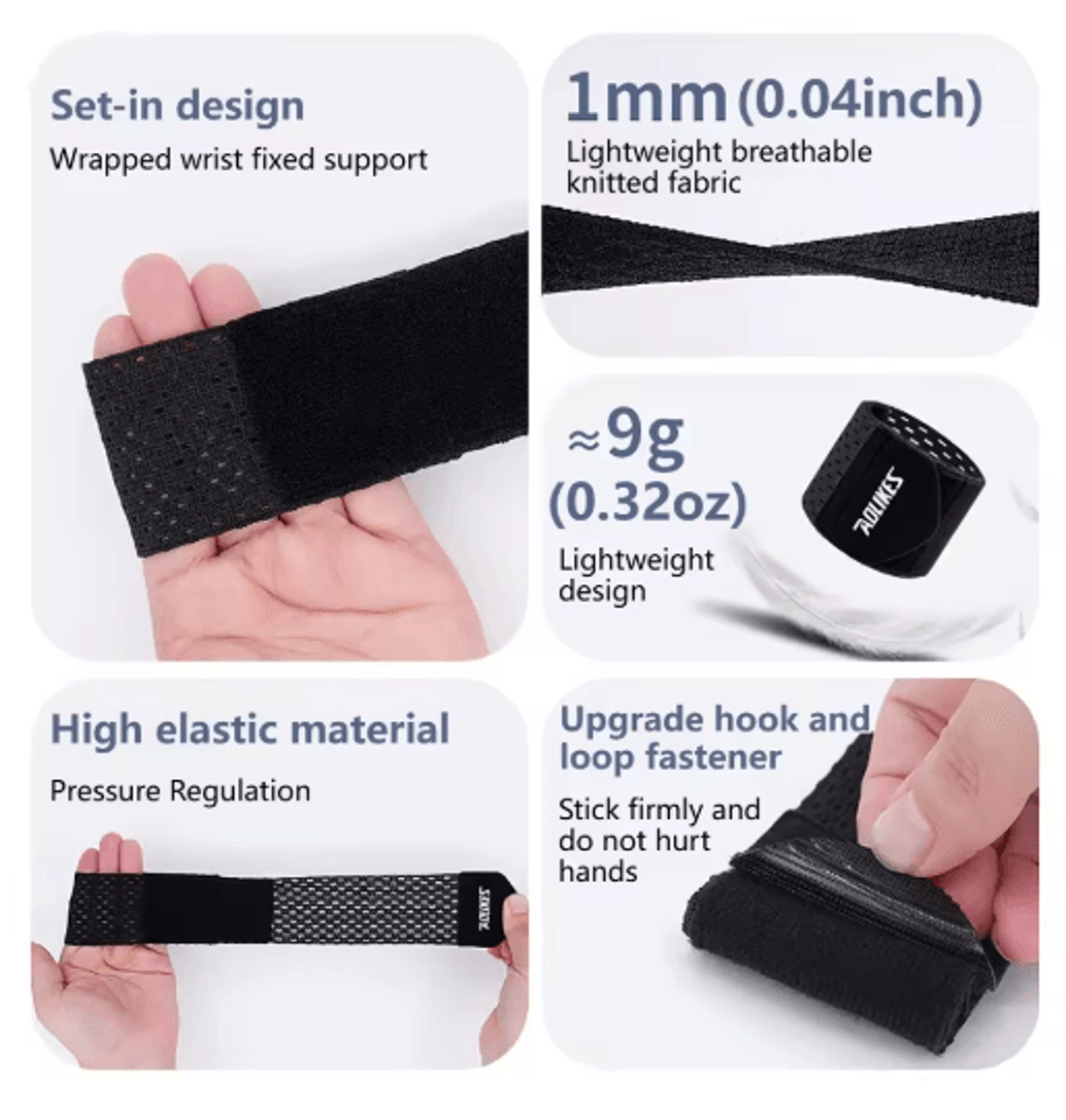 AOLIKES Adjustable Wrist Wrap  Compression Wrist Support For Weightlifting Basketball  Sports 4