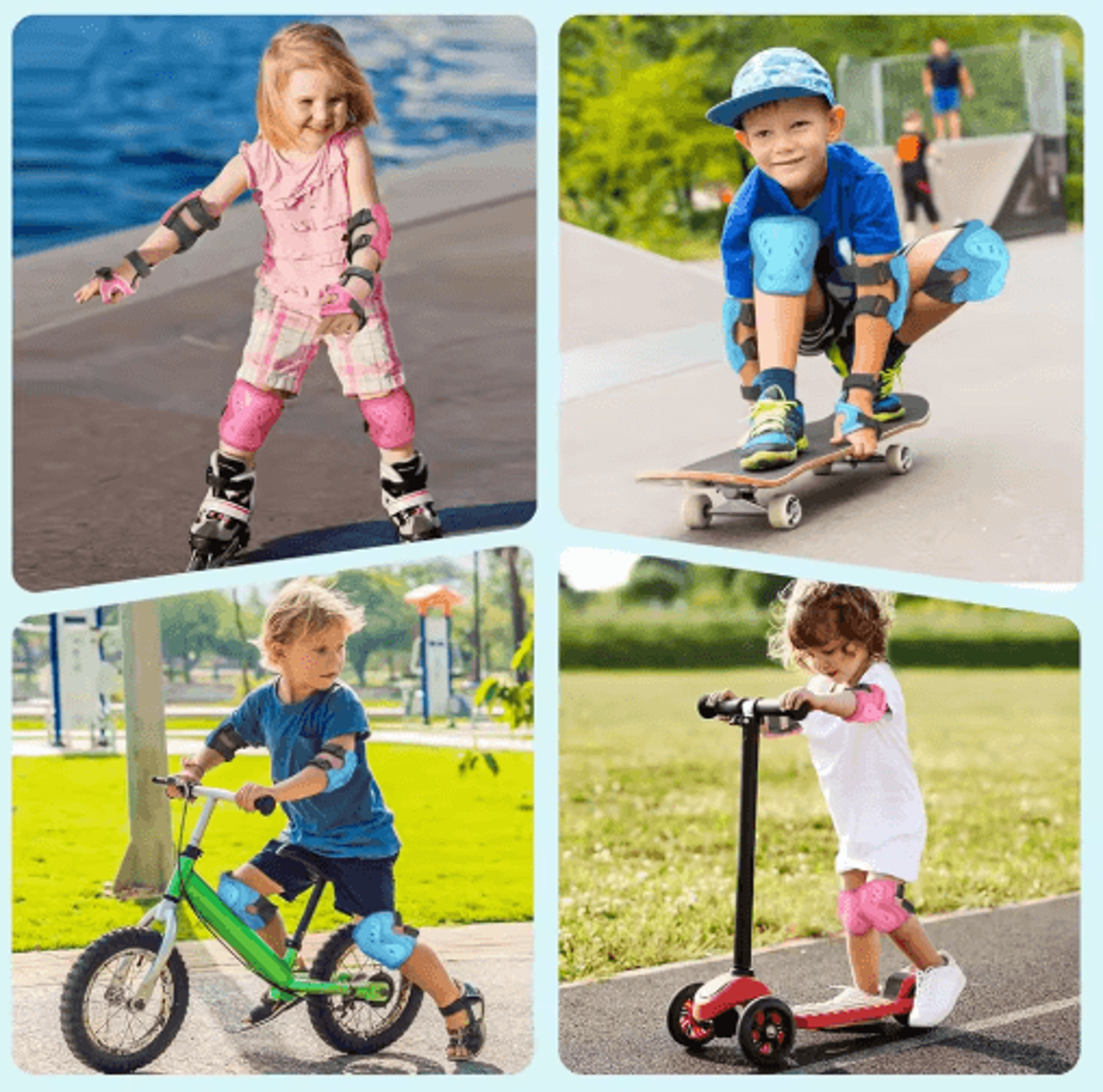 Kids Protective Gear Set  6PCS Knee Elbow  Wrist Pads For Roller Skating Cycling  Skateboarding Age 3