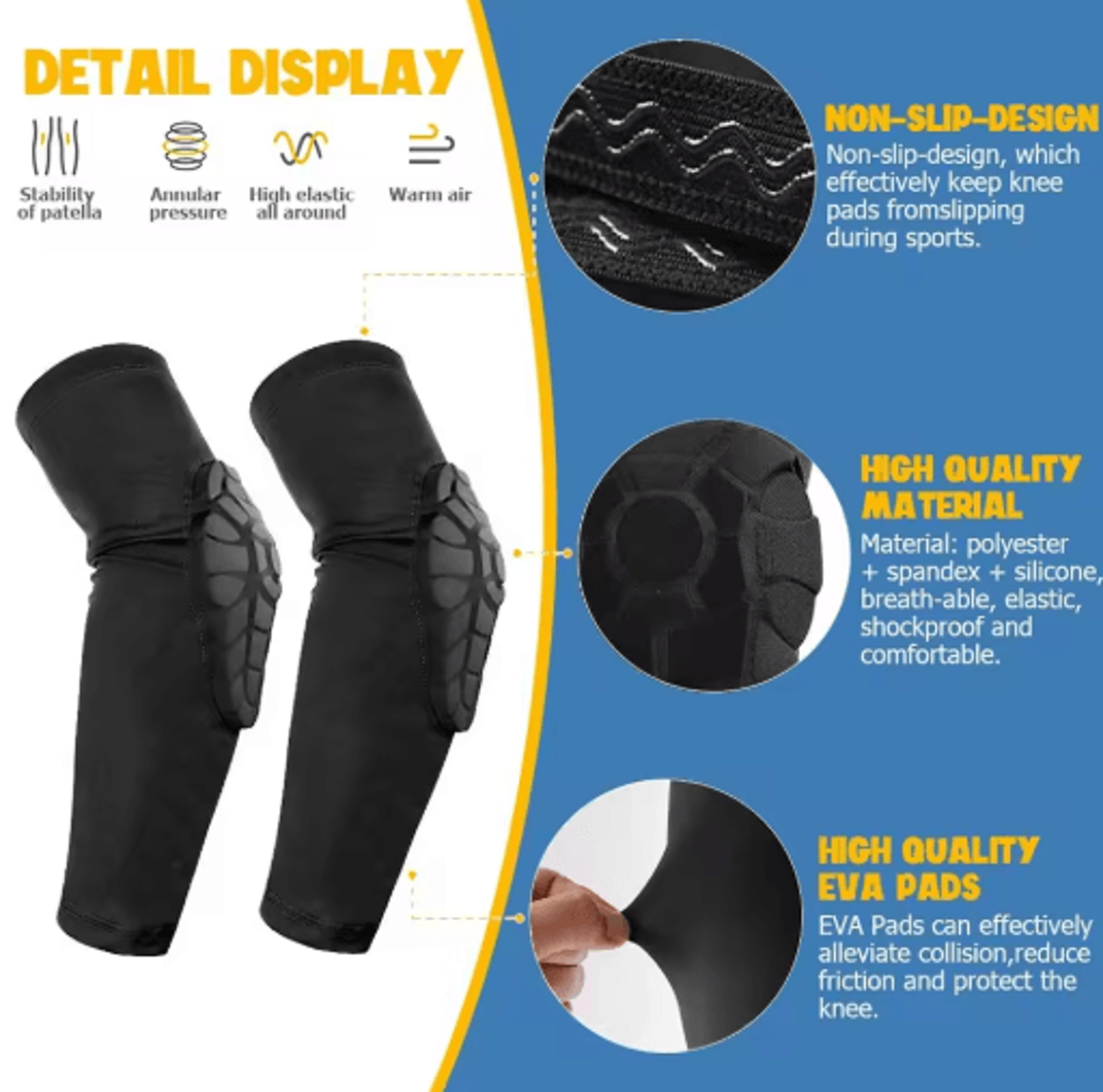 2PCS Kids Honeycomb Compression Knee  Elbow Pads  Youth Protective Sports Gear For Ages 515 5