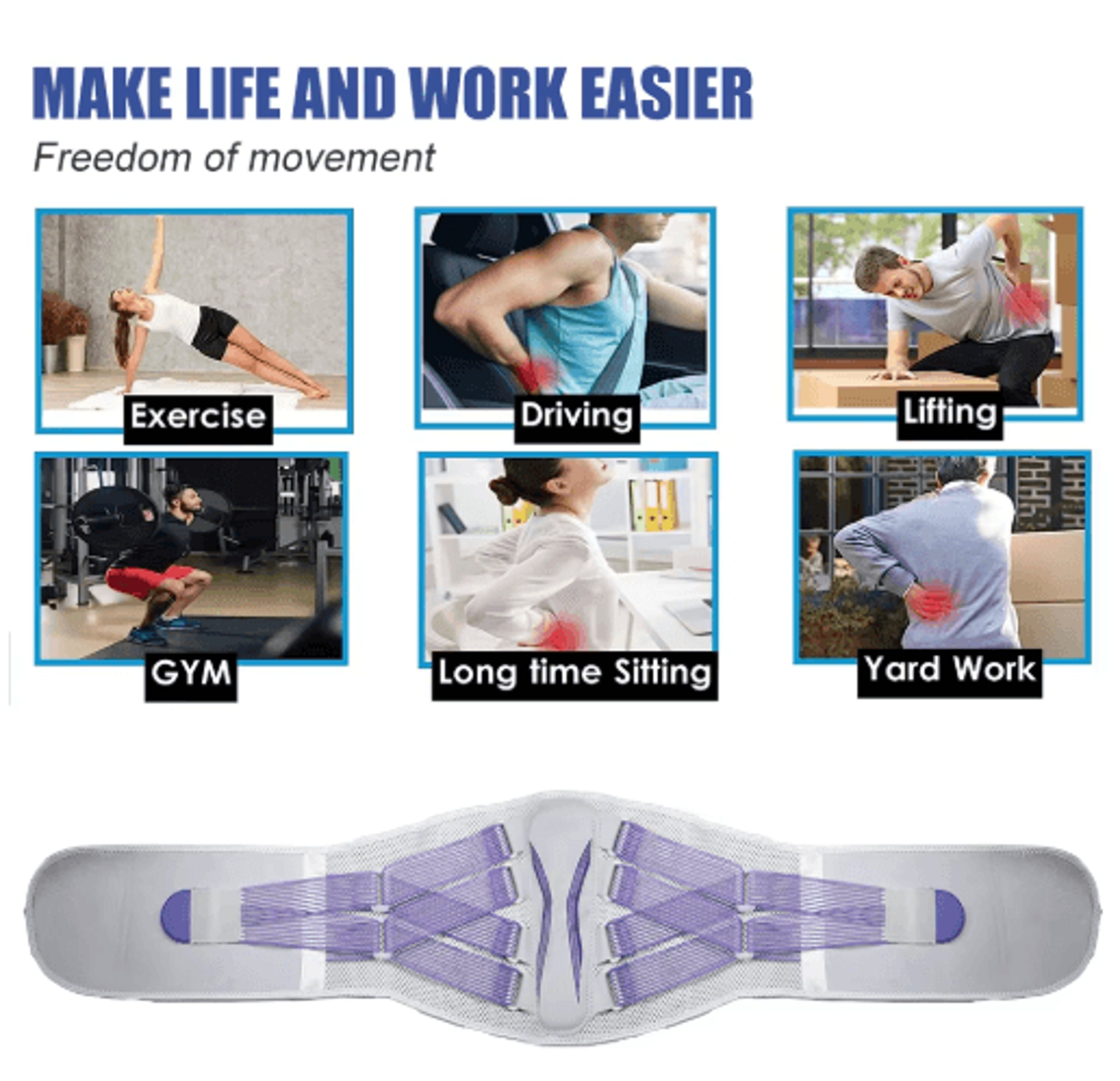 Breathable Lumbar Back Brace  Adjustable Lower Back Support Belt For Men  Women 2