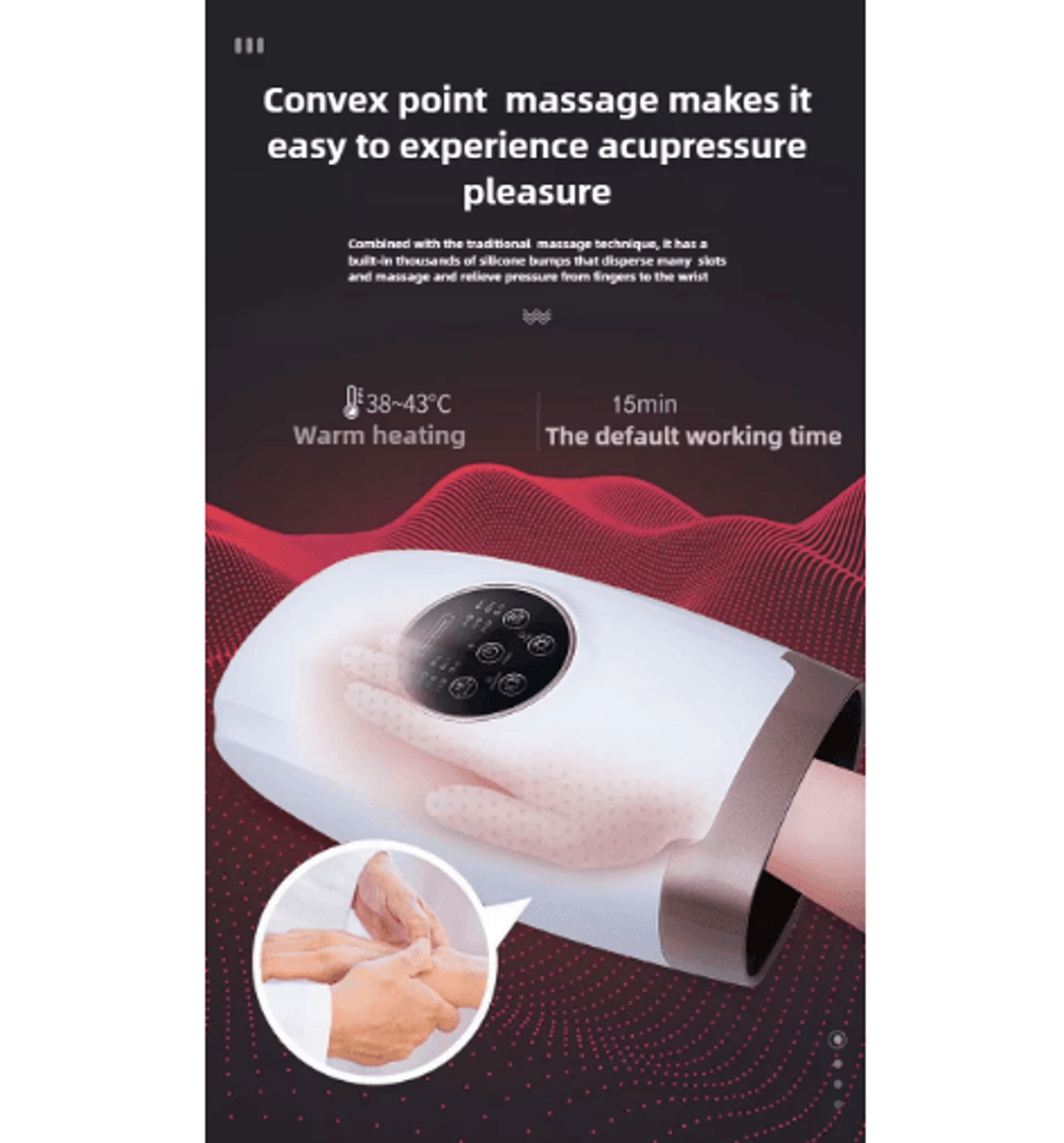 Portable Electric Hand Massager With Heat  Air Compression For Wrist Finger  Palm Pain Relief 7