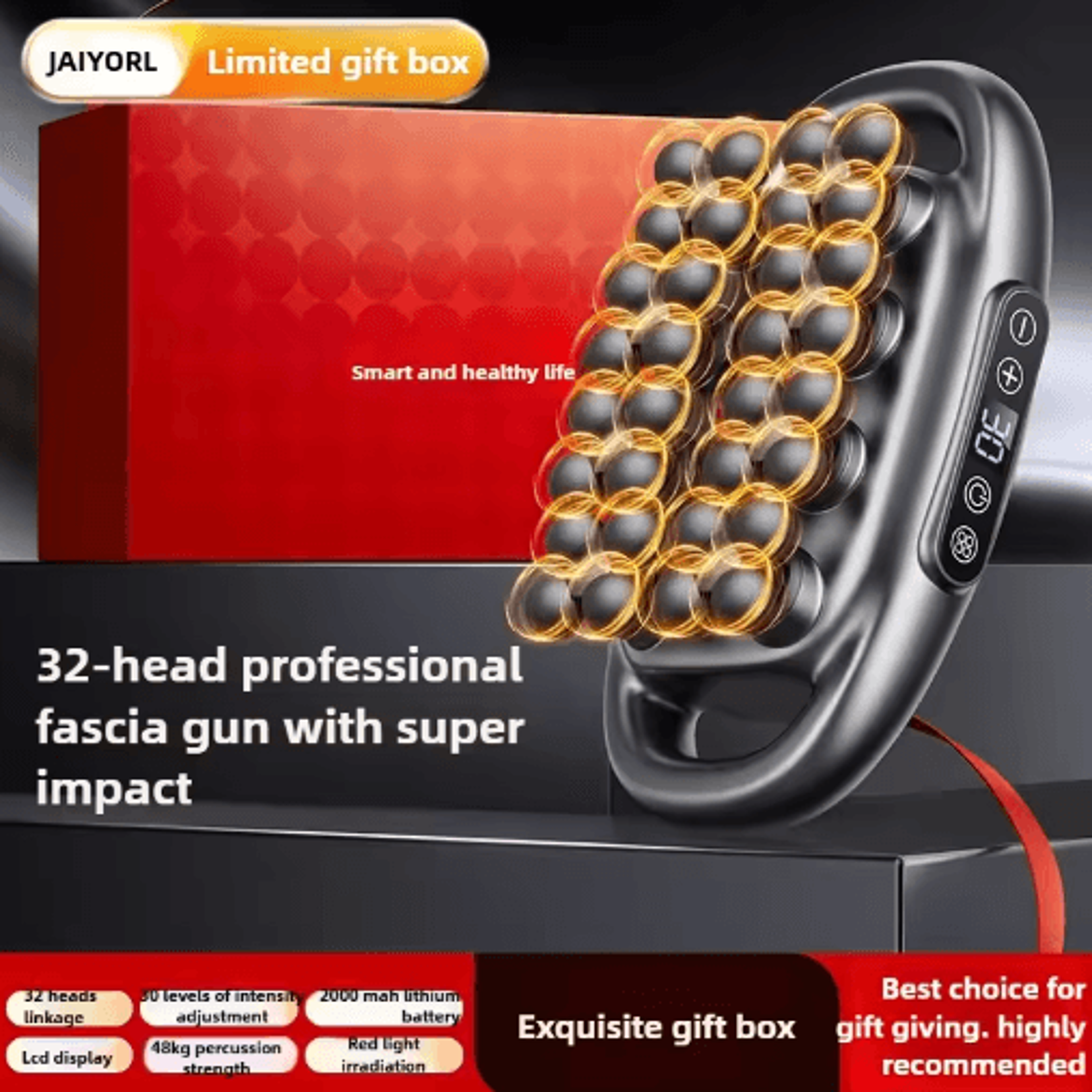 32Head Deep Tissue Massage Gun With Red Light Therapy  Wireless Percussion Massage 1
