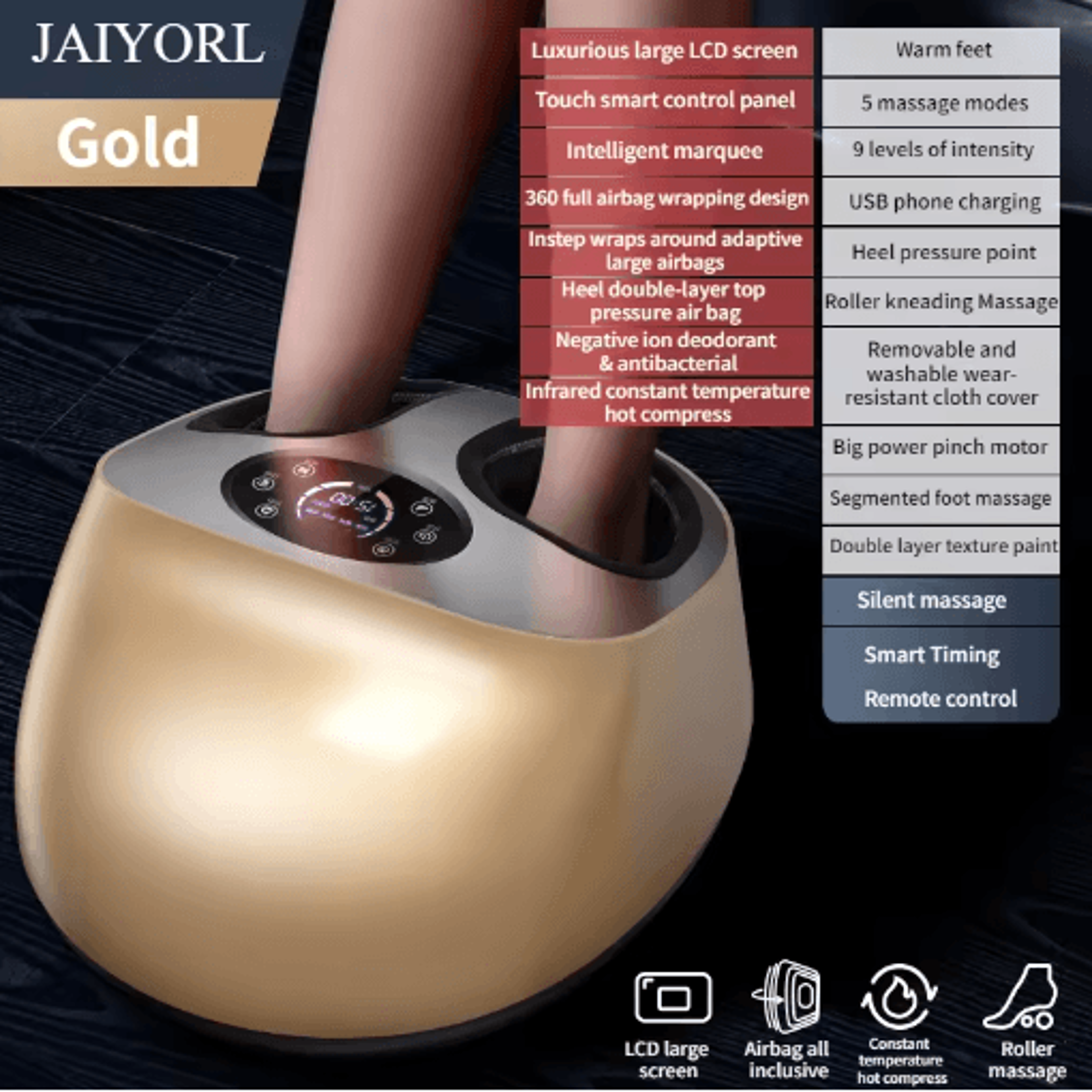 Fully Automatic Shiatsu Foot Massager Machine With Heat  Air Compression 4