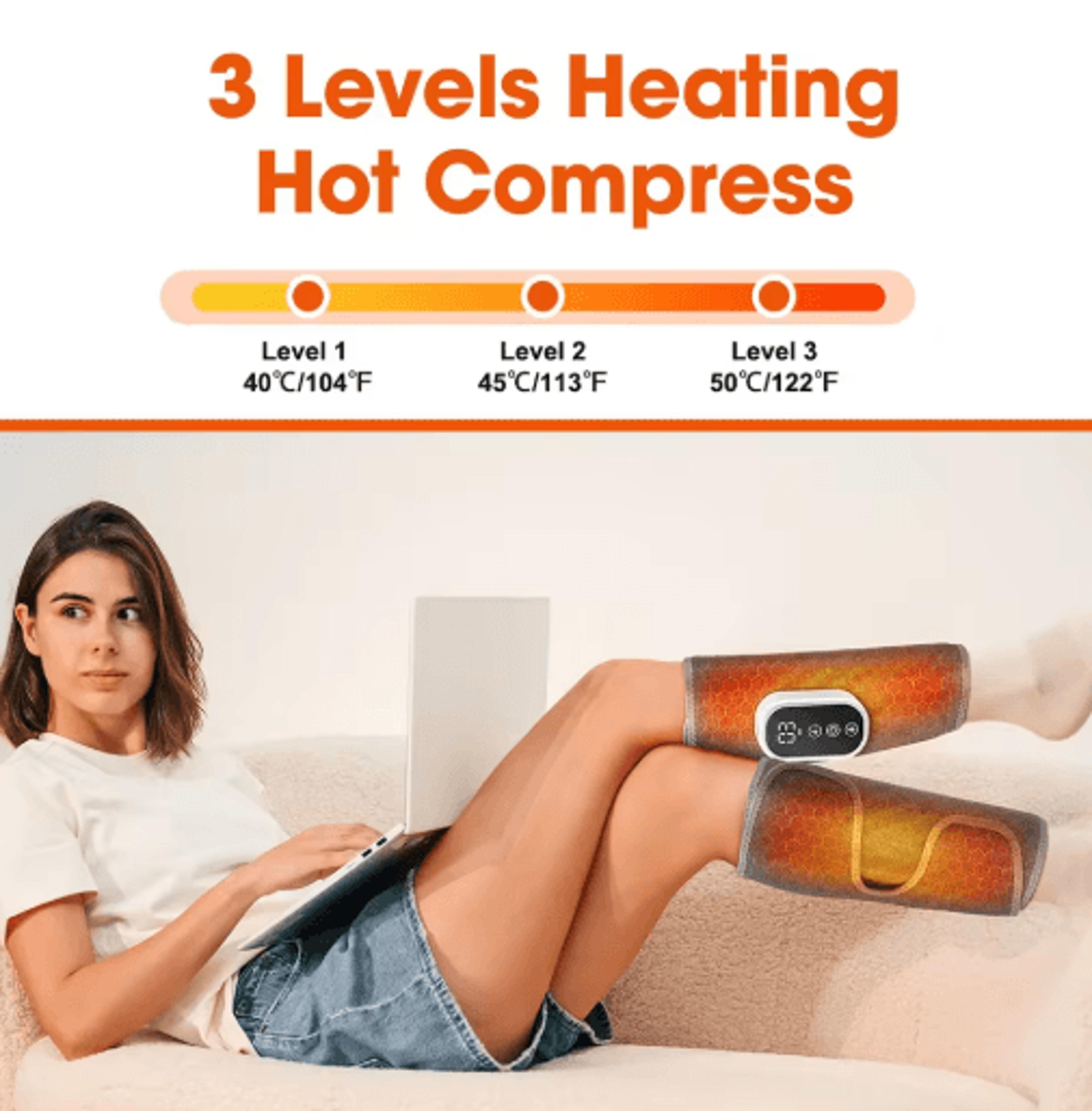 Wireless Leg  Calf Massager With 3Level Air Compression And Hot Compress 5