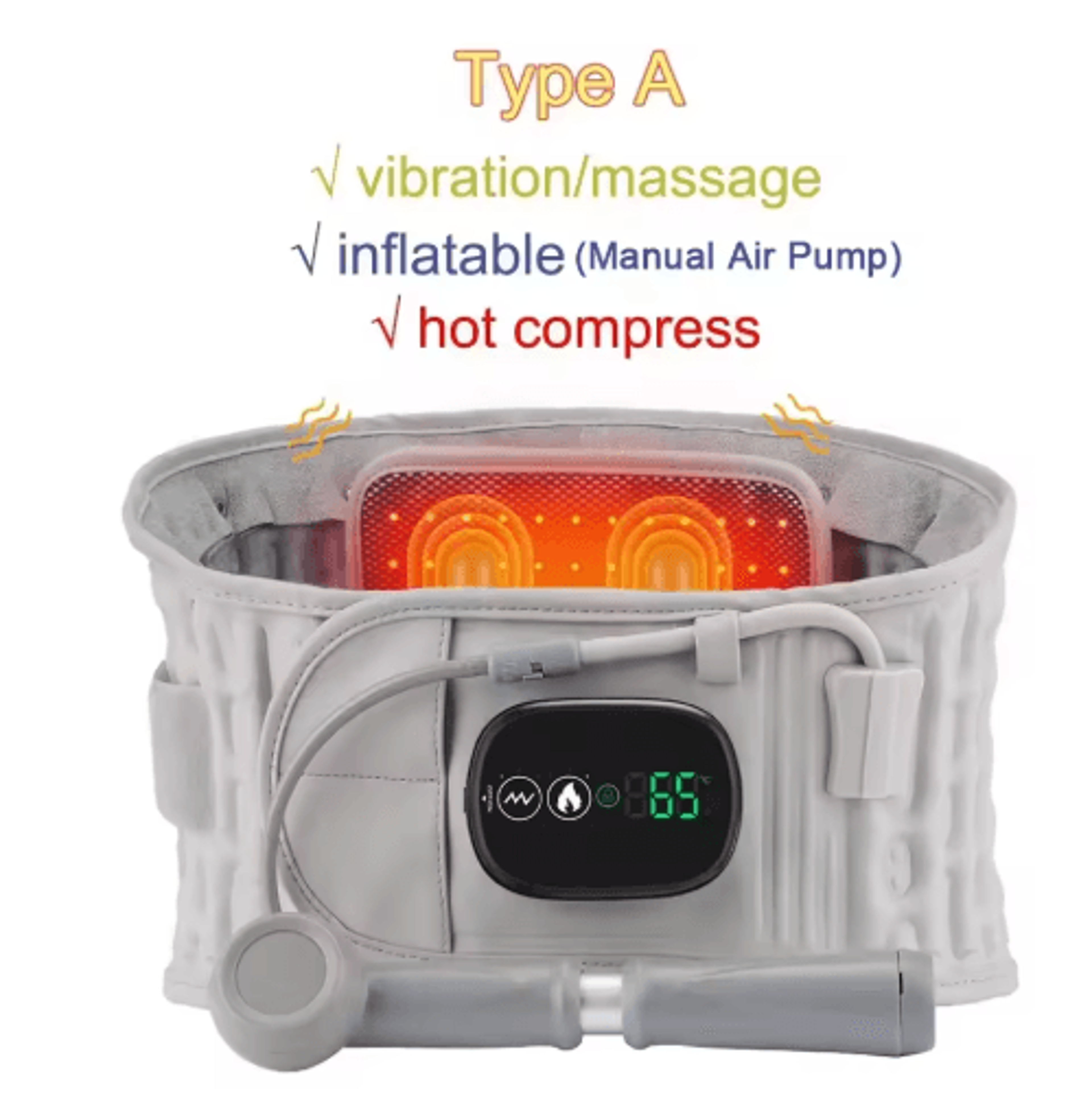 Inflatable Lumbar Support Belt With Heat  Vibration For Lower Back Comfort 3