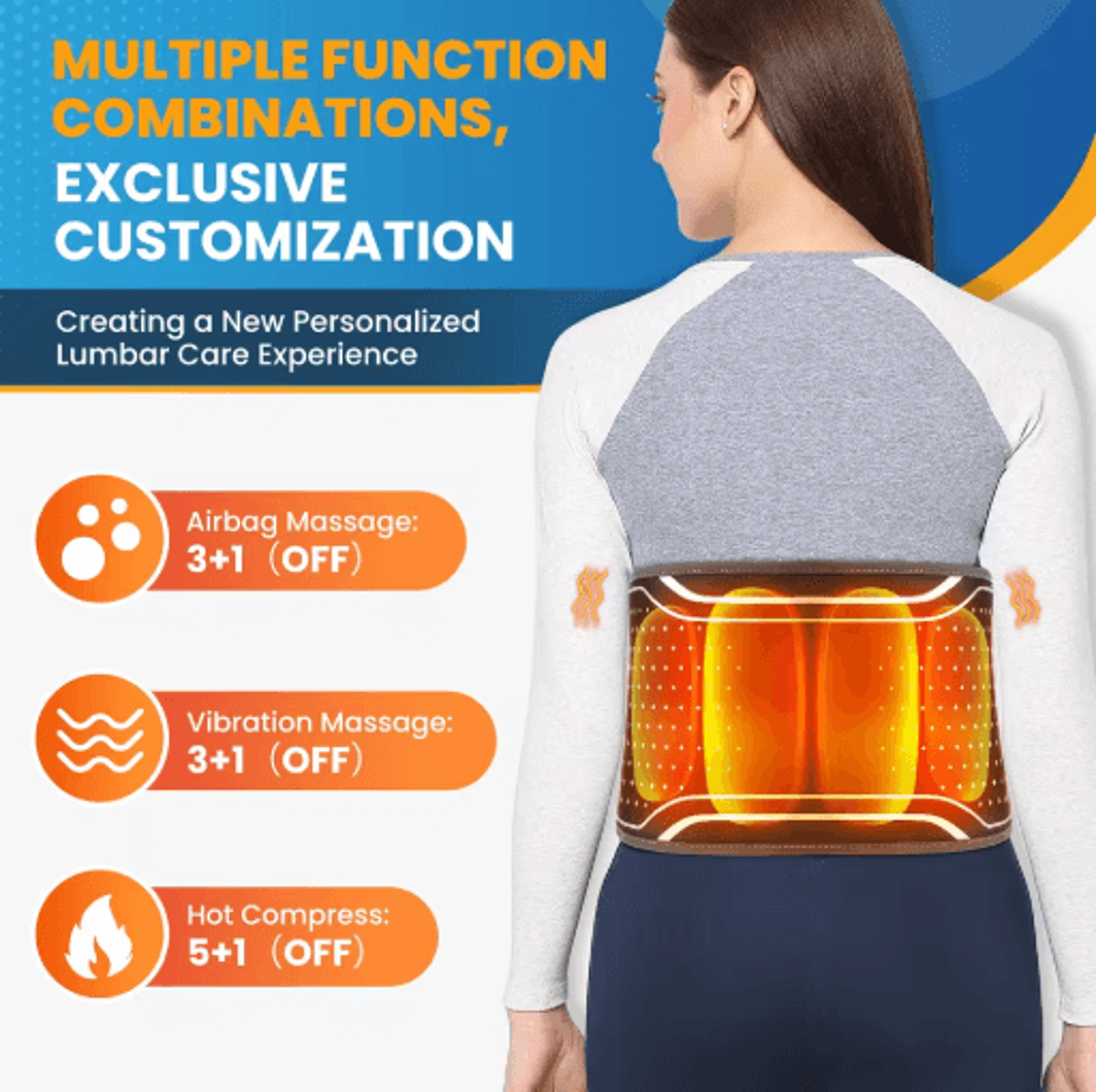 Inflatable Lumbar Support Belt With Heat  Vibration For Lower Back Comfort 8