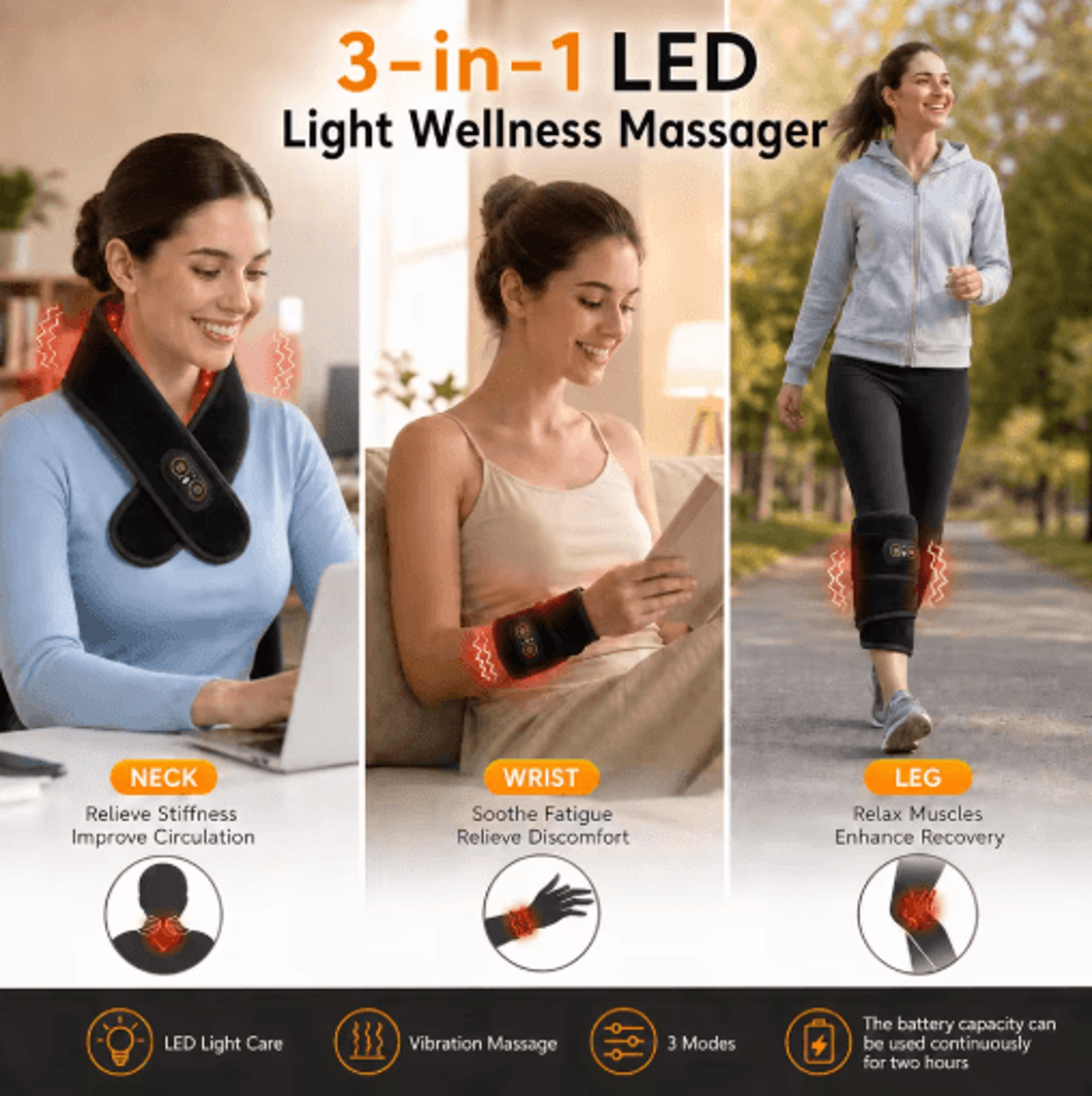 Cordless Red Light Therapy Neck Wrap With Heat  Vibration For Full Body Comfort 2