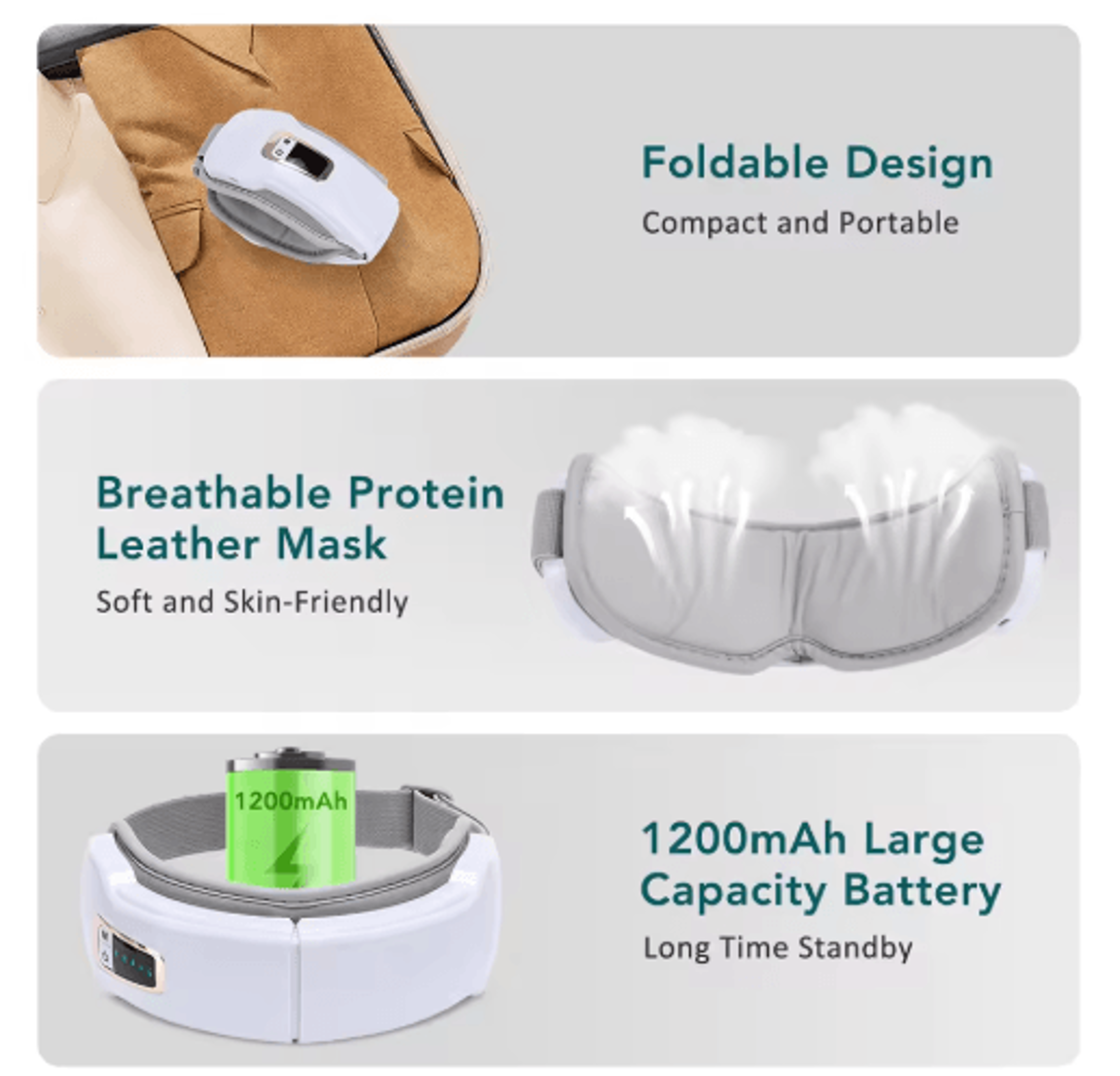 Smart Electric Eye Massager With Heat Air Compression Vibration  Bluetooth Music 3