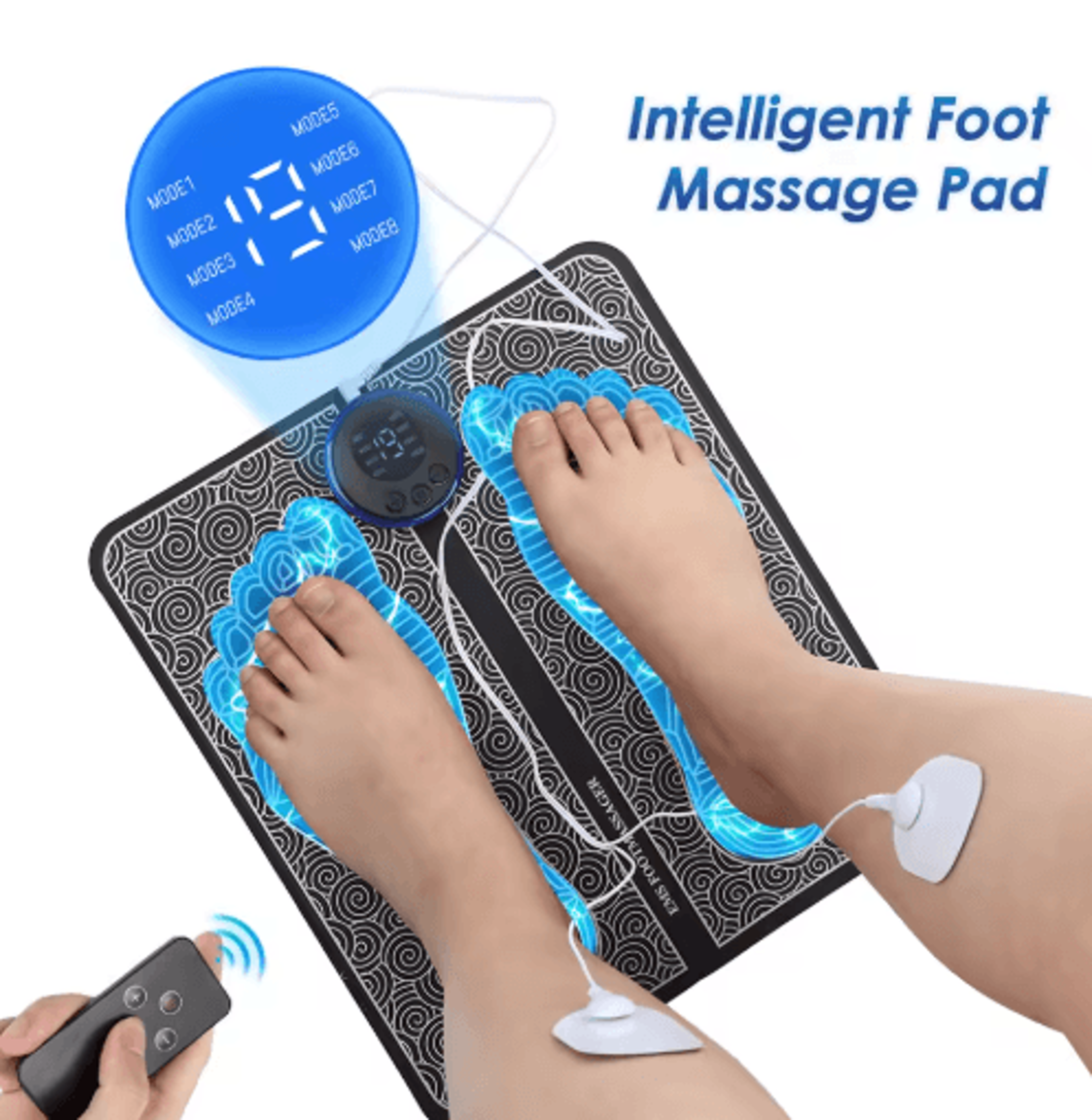 Electric TENS Foot Massager Mat With Remote Control  2 Electrode Pad Sets 0