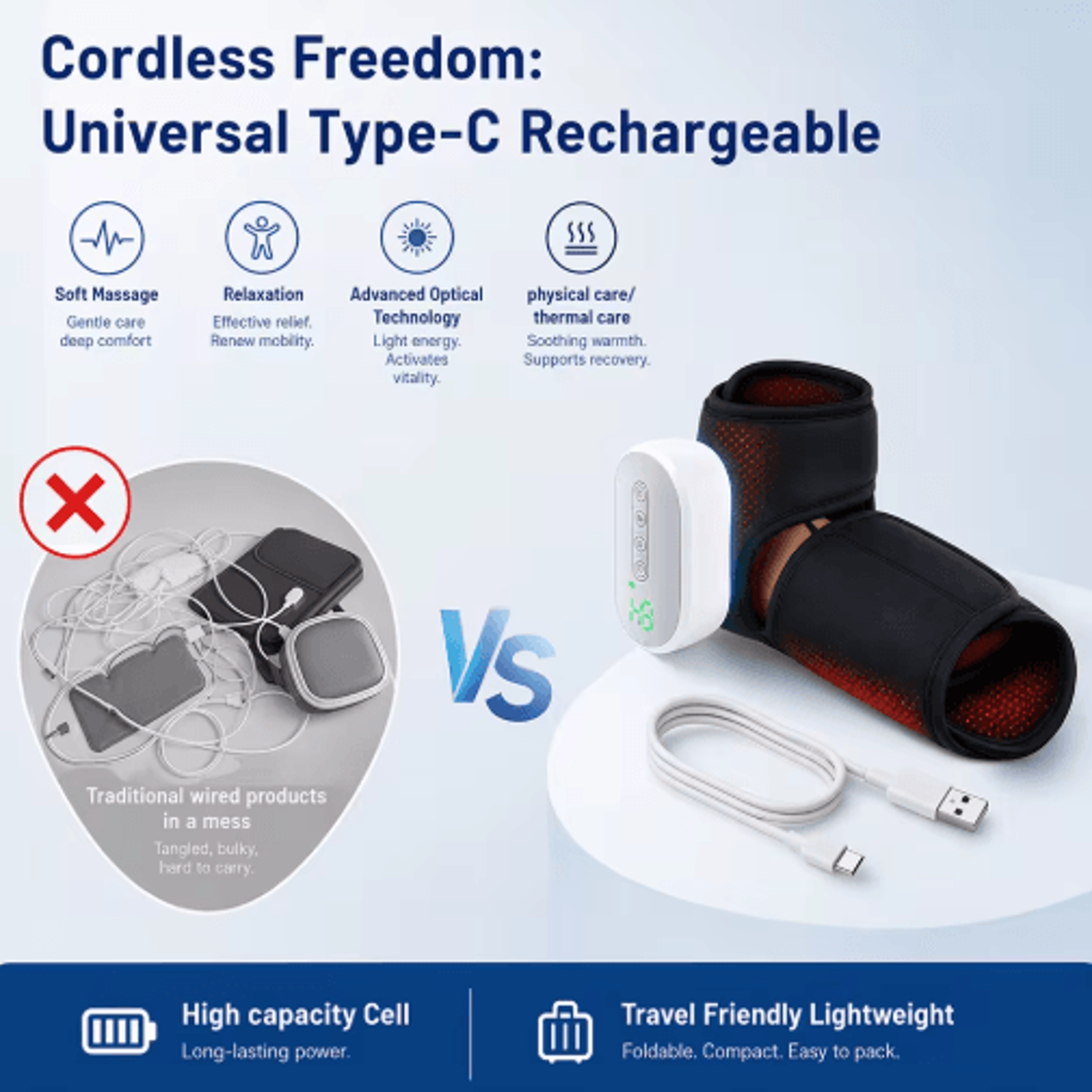 Cordless Heated Ankle Air Compression Massager With 3 Modes  4 Intensity Levels 6