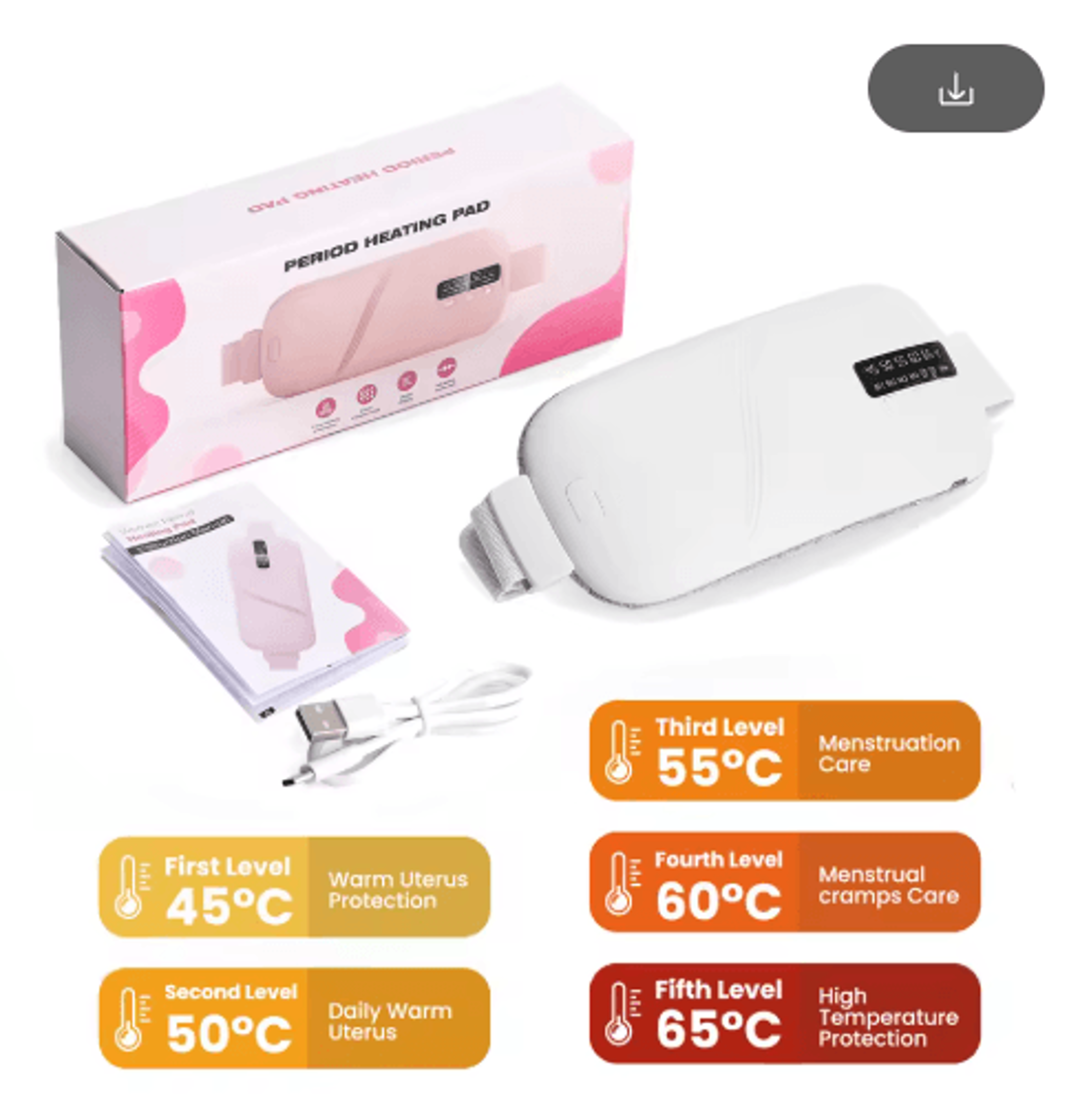 Electric Heating Pad Belt For Menstrual Comfort With Vibration Massage  Adjustable Heat 1