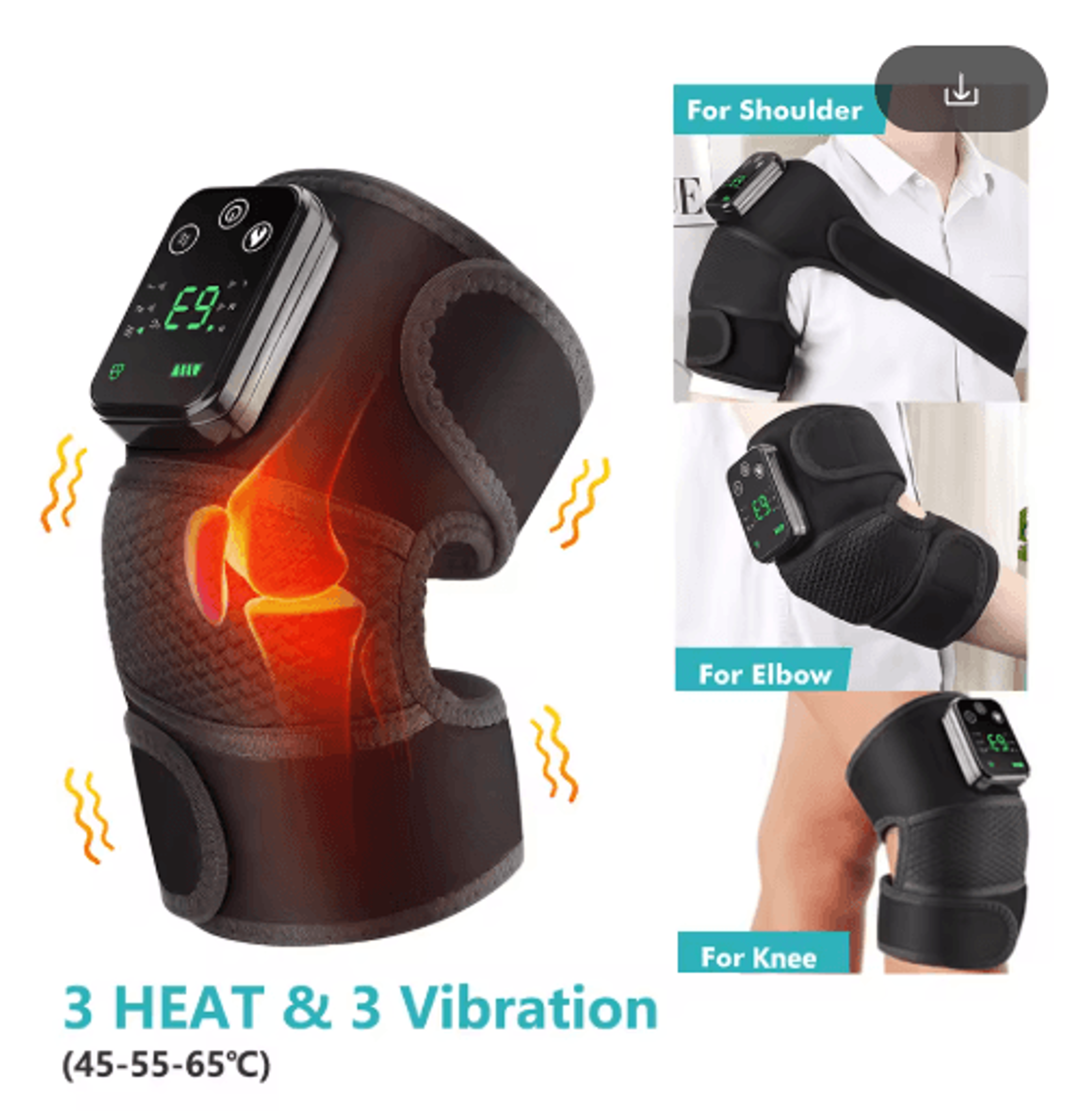 3in1 Heated Vibrating Knee Pad With FarInfrared Therapy For Knee Shoulder  Elbow Support 3