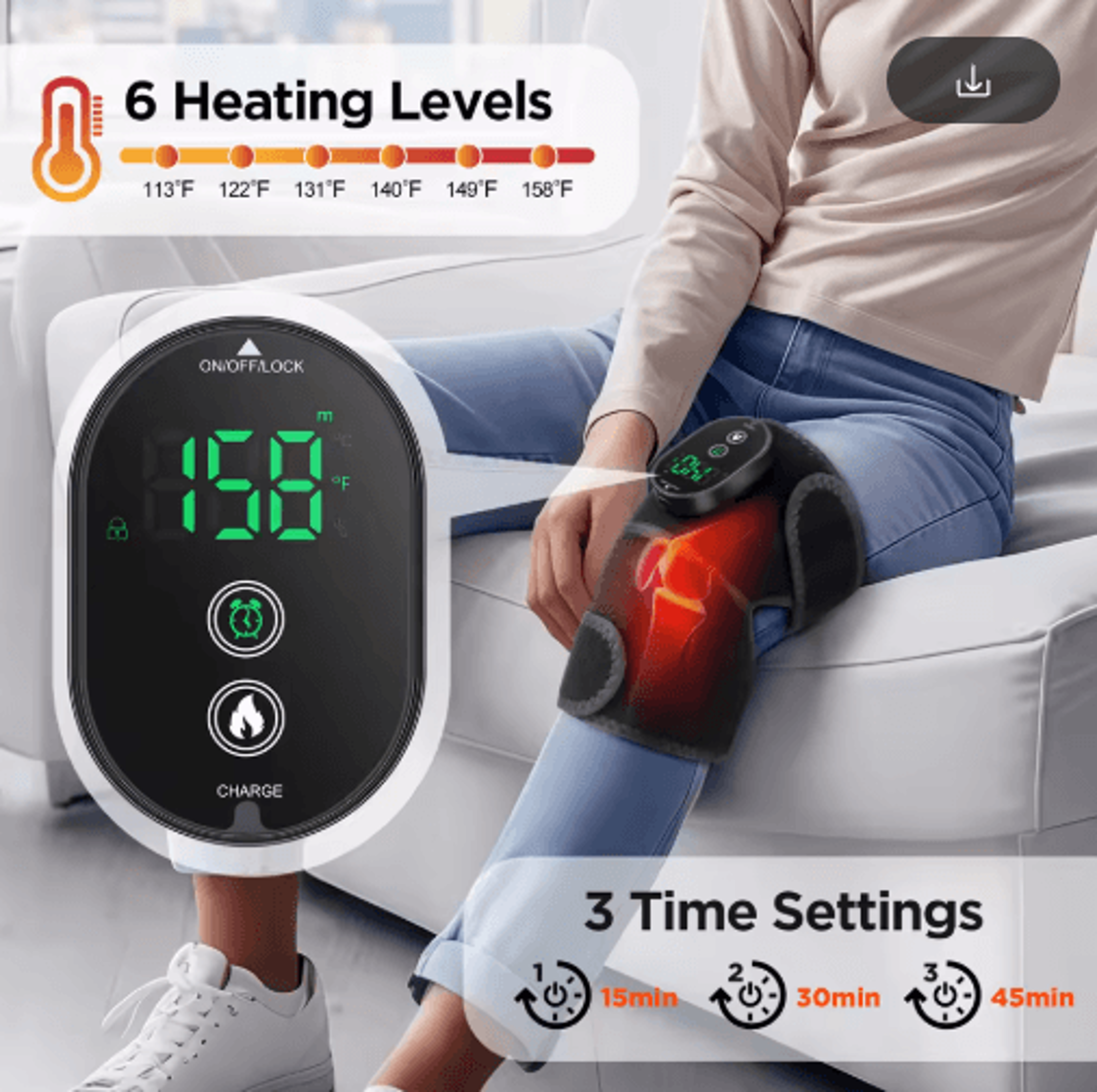 3in1 Heated Vibrating Knee Pad With FarInfrared Therapy For Knee Shoulder  Elbow Support 8