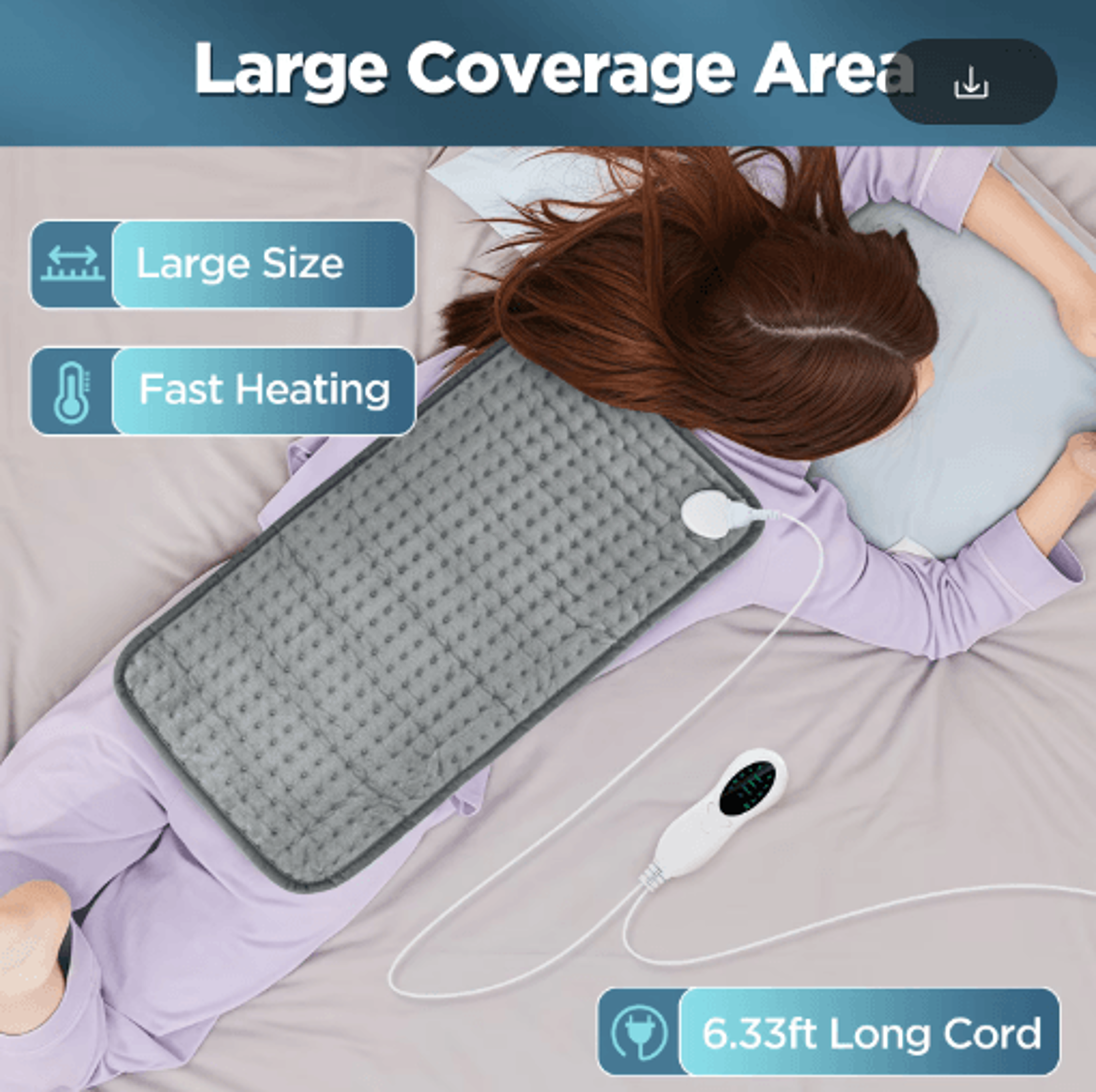 Electric Heating Pad Blanket For Neck Shoulders Back  Legs  Washable 50 By 100cm Heated Throw 5