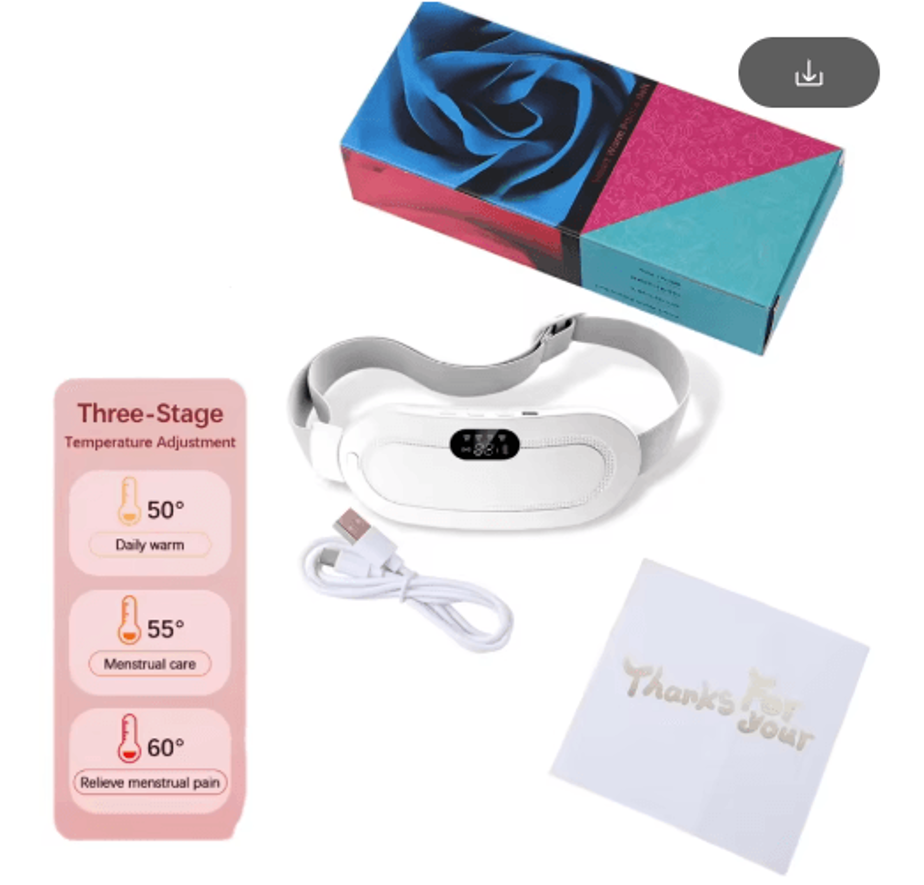 USB Rechargeable Menstrual Heating Pad Belt With Vibration Massage For Abdominal Comfort 4