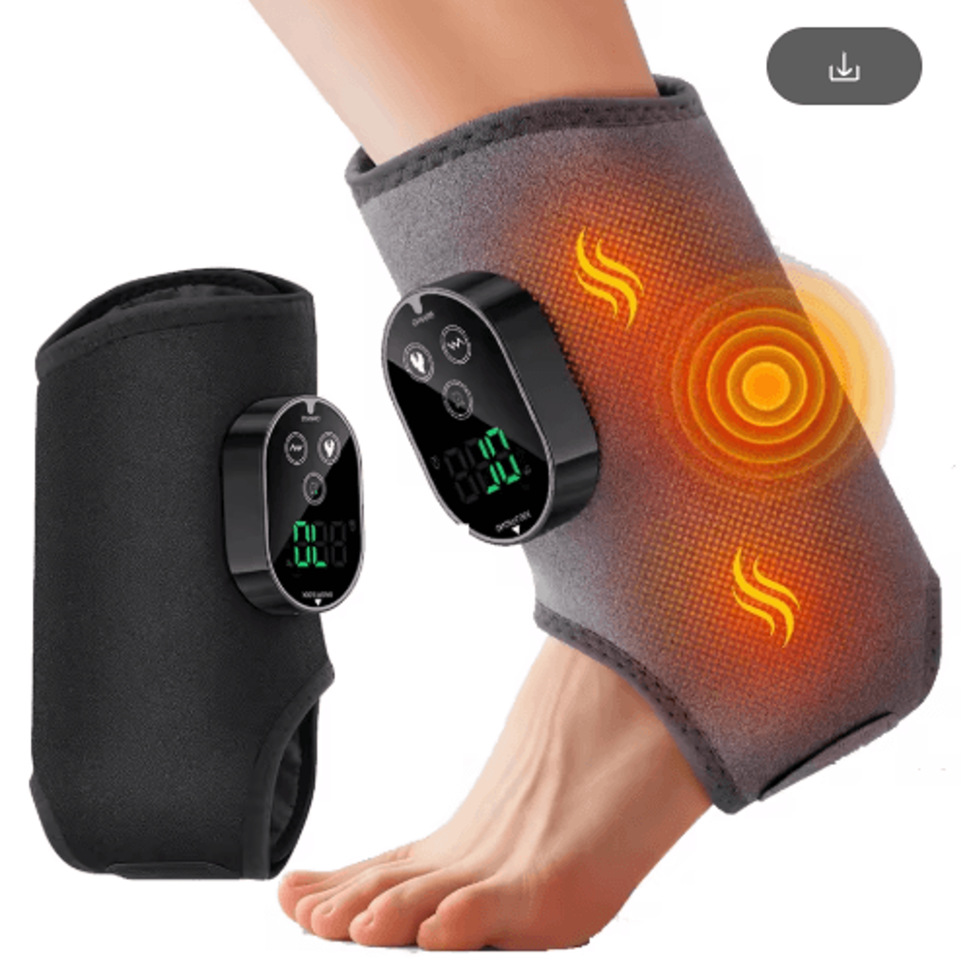 Rechargeable Heated Foot  Ankle Massager With Heat  Vibration  Dual Motor Wrap For Foot Ankle  Calf 0